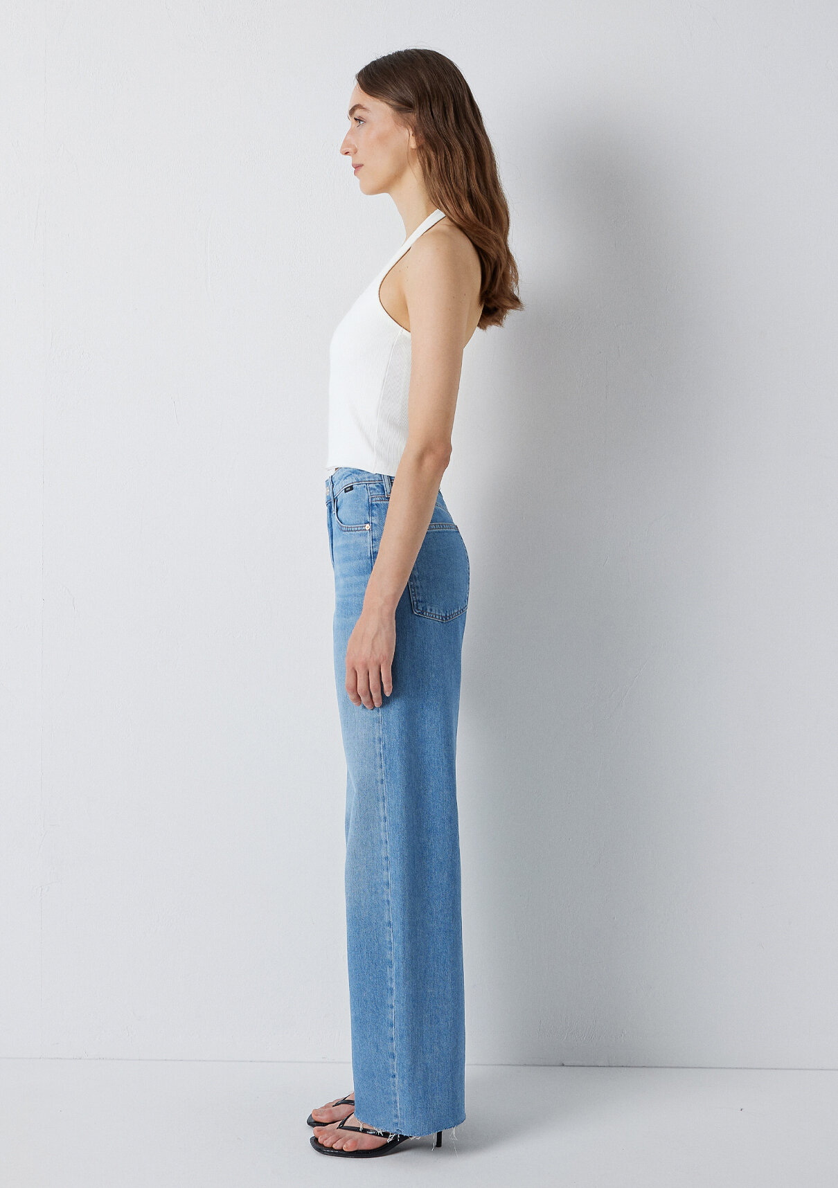 Mavi Halter Yaka Ekru Top görsel 7