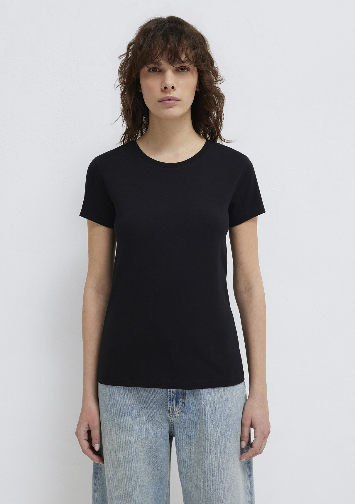 Mavi Stretch Siyah Basic Tişört görsel 3