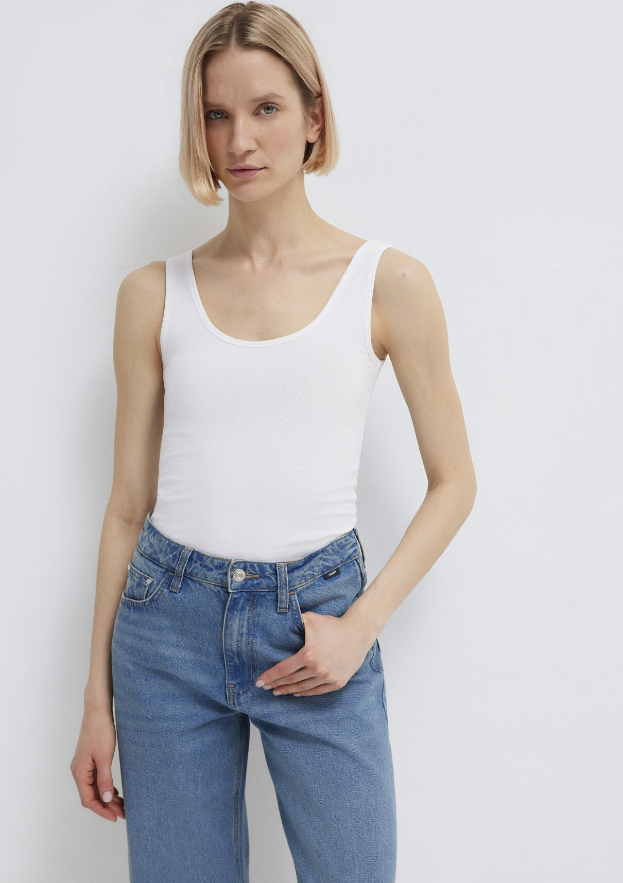 Mavi Beyaz Basic Stretch Atlet