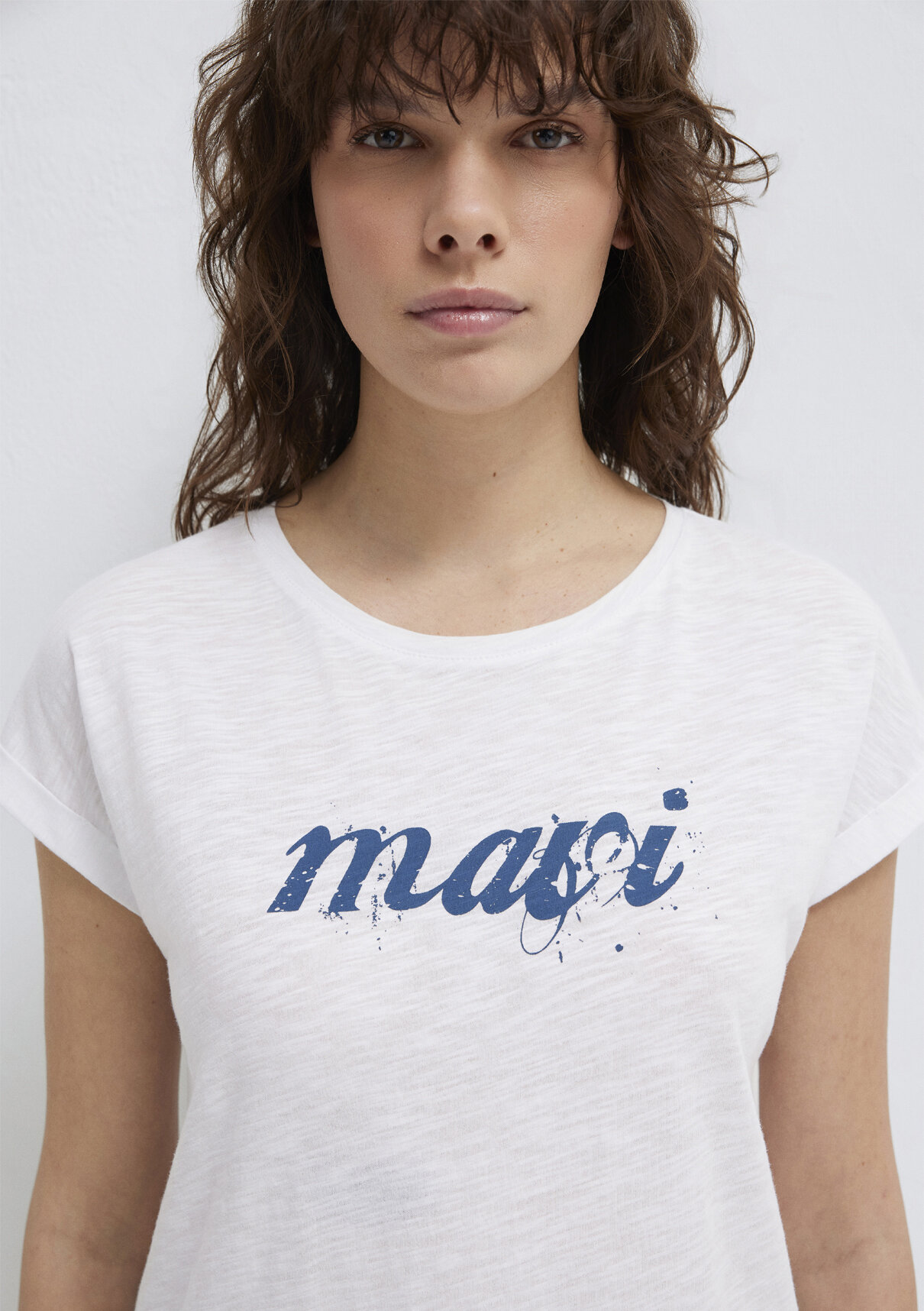 Mavi Logo Baskılı Beyaz Tişört görsel 6