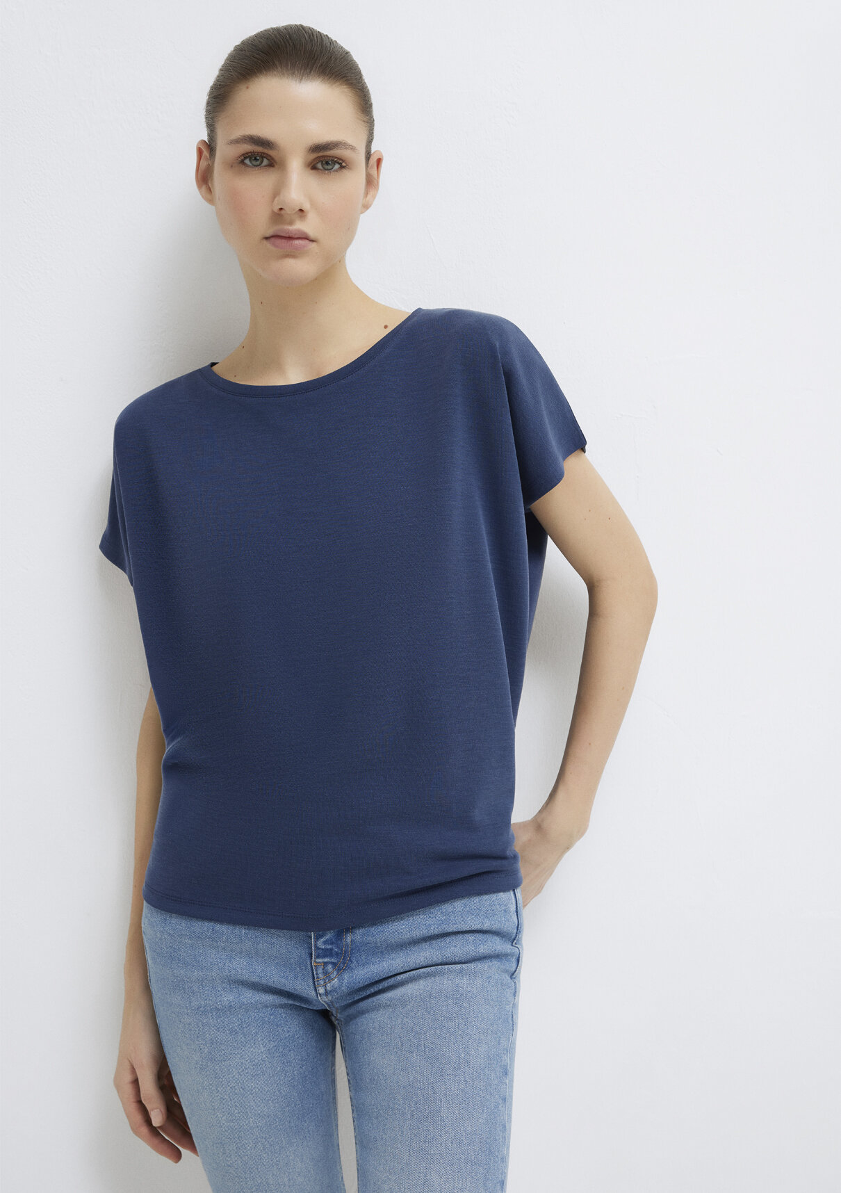 Mavi Soft-Premium Lacivert (TENCEL™) Liyosel Karışımlı Basic Tişört