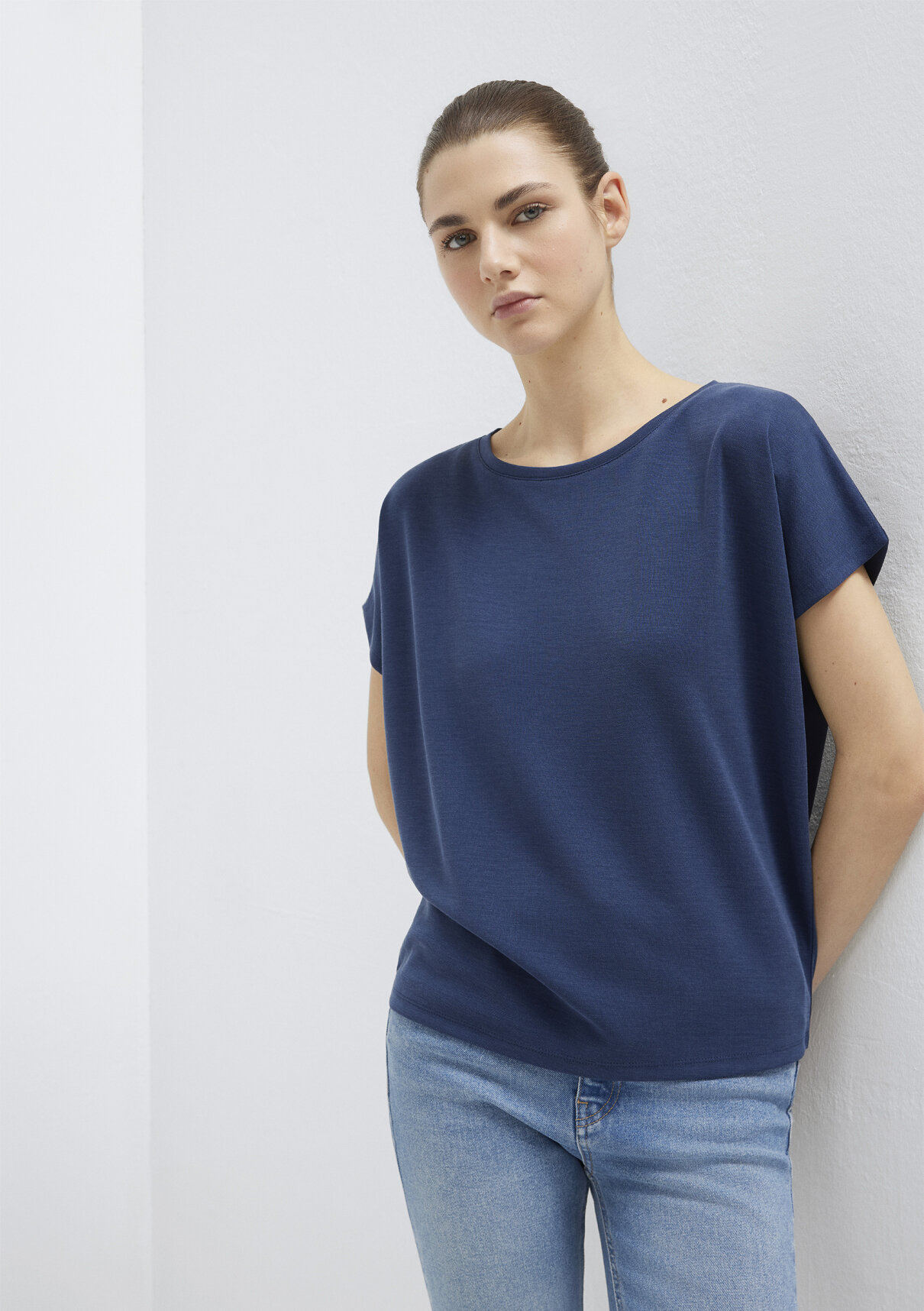 Mavi Soft-Premium Lacivert (TENCEL™) Liyosel Karışımlı Basic Tişört görsel 2