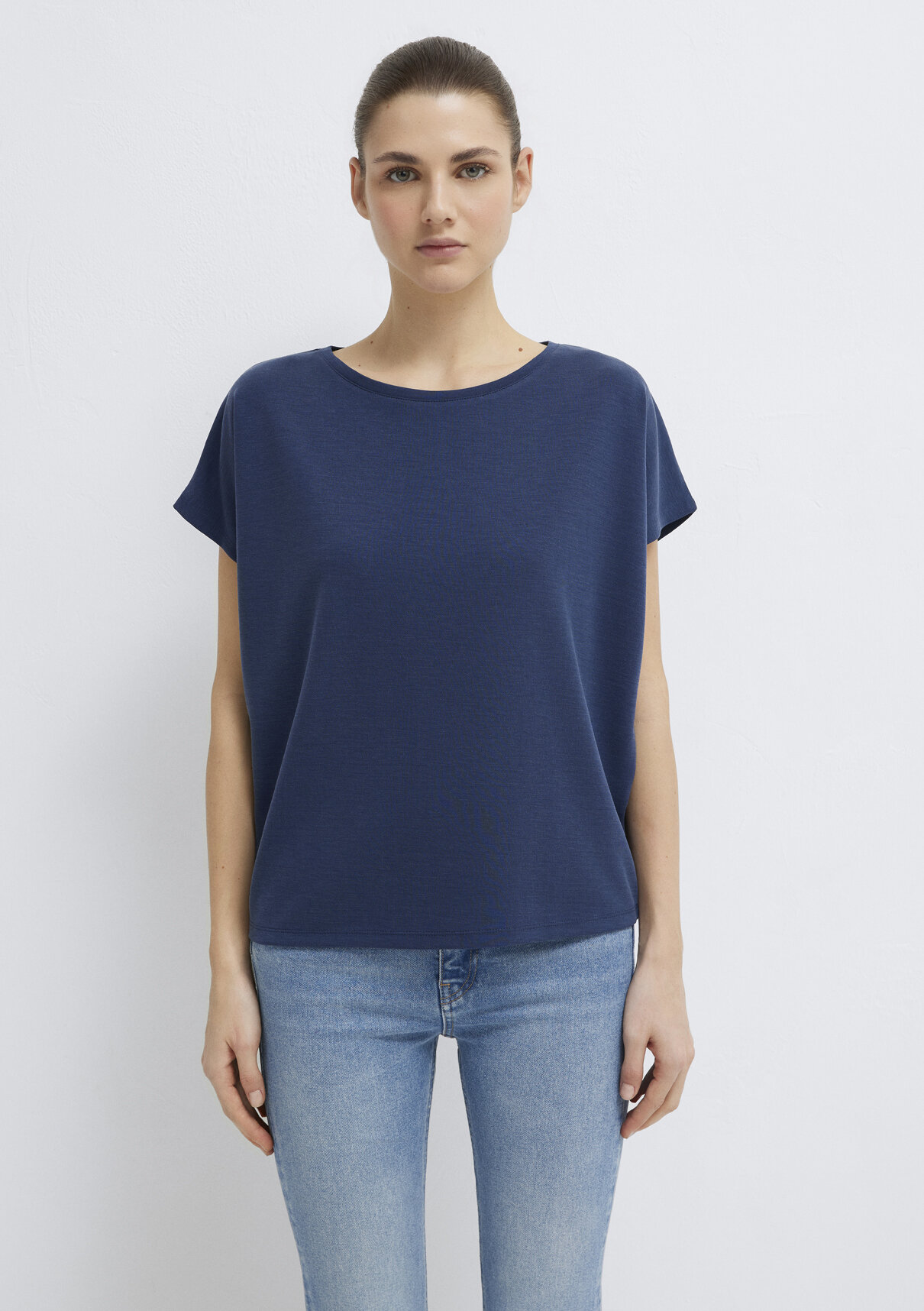 Mavi Soft-Premium Lacivert (TENCEL™) Liyosel Karışımlı Basic Tişört görsel 3