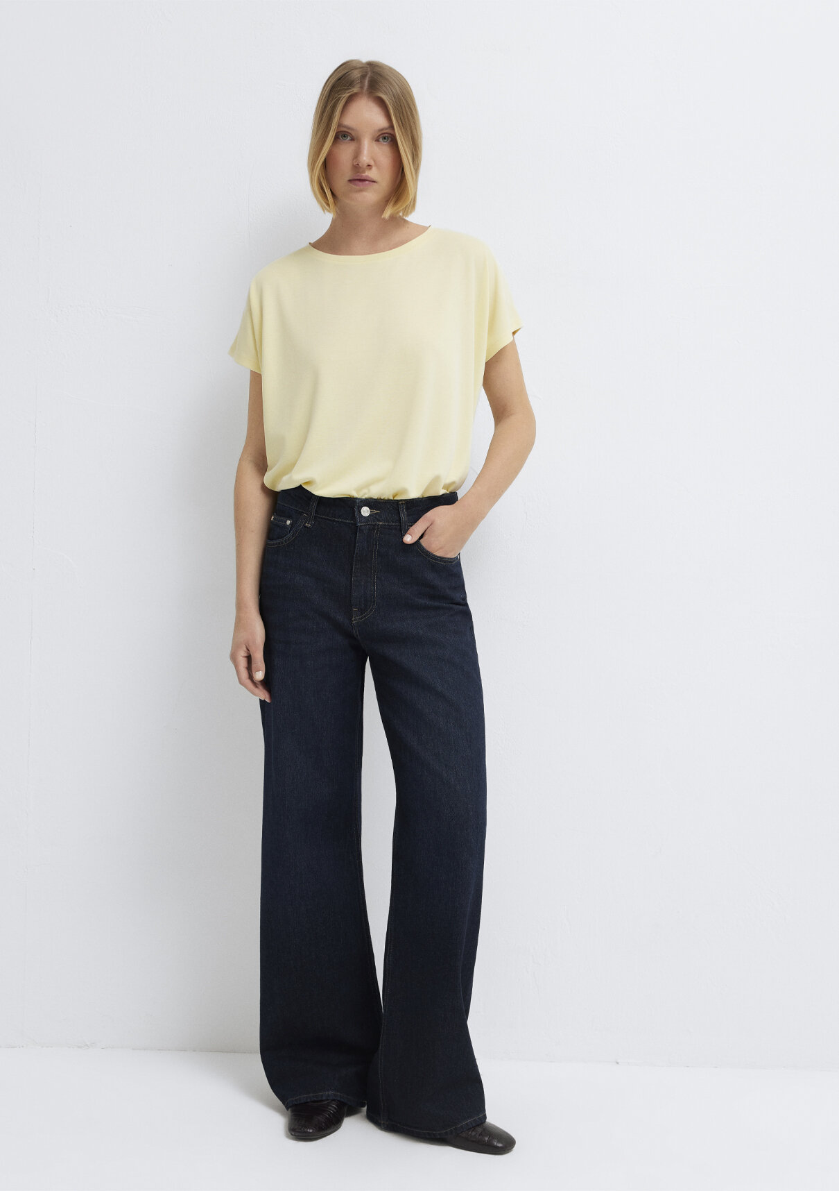 Mavi Soft-Premium Sarı (TENCEL™) Liyosel Karışımlı Basic Tişört