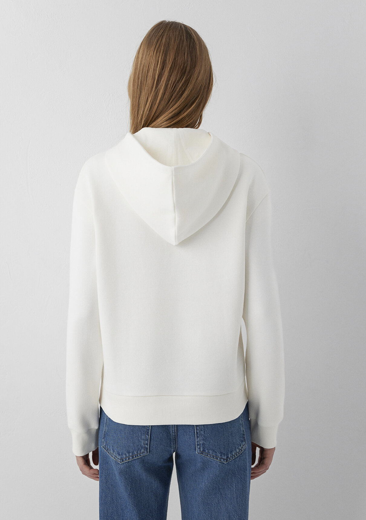 Mavi Kapüşonlu Ekru Sweatshirt görsel 5