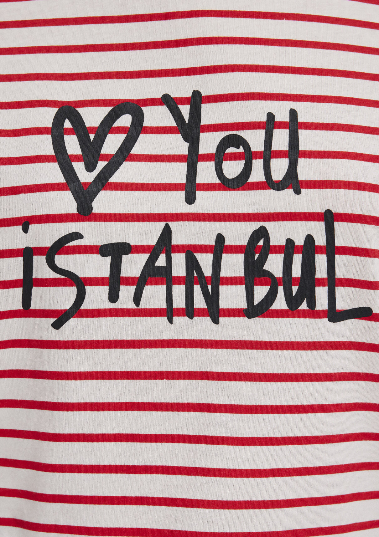 Mavi Love You Baskılı Çizgili Istanbul Tişört görsel 8