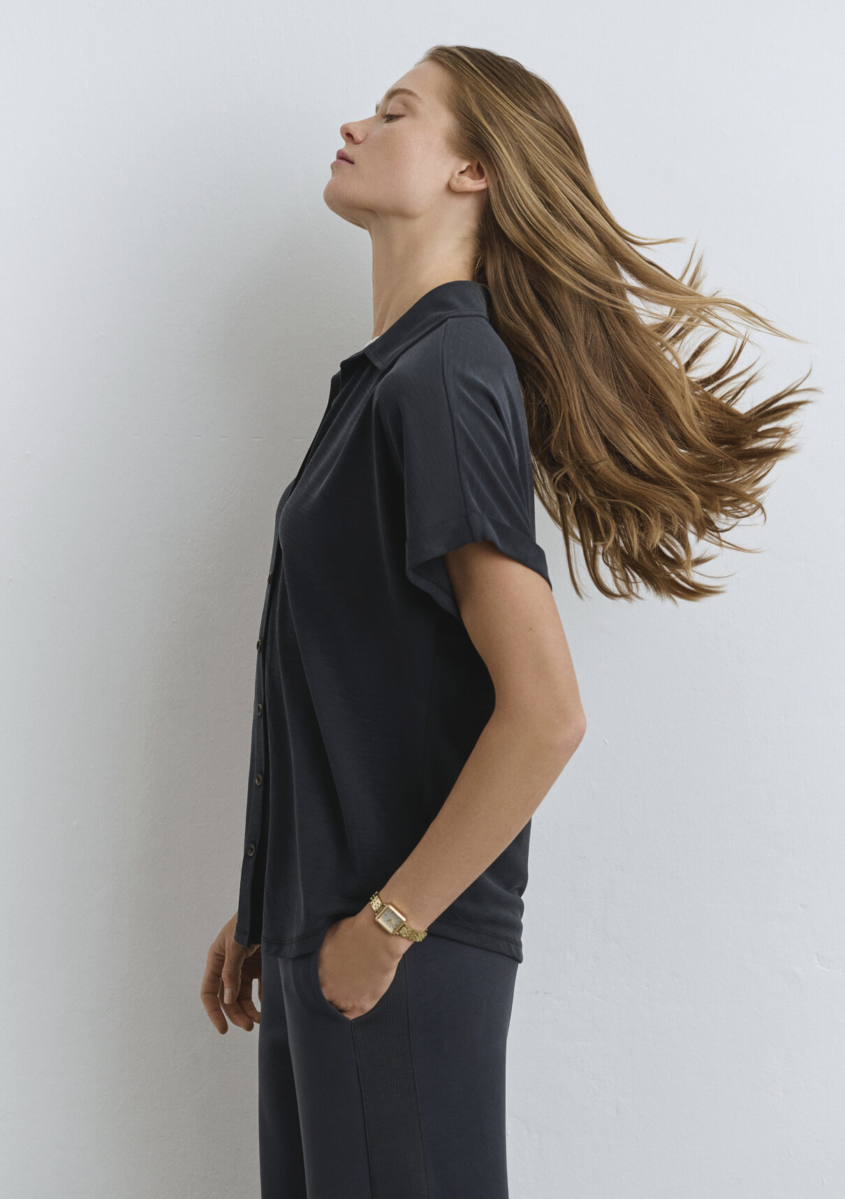 Mavi Soft-Premium Antrasit (TENCEL™) Modal Karışımlı Gömlek görsel 2