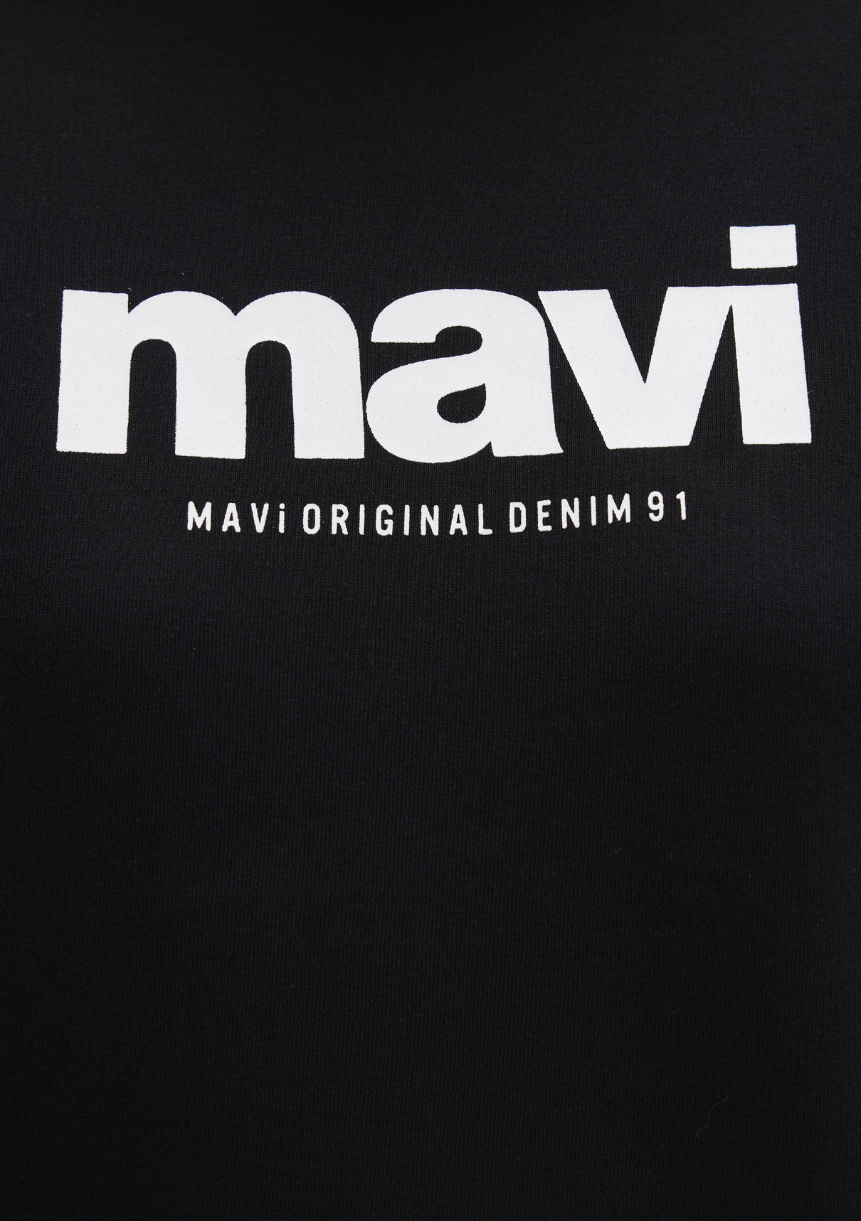 Mavi Logo Baskılı Kapüşonlu Siyah Sweatshirt görsel 7