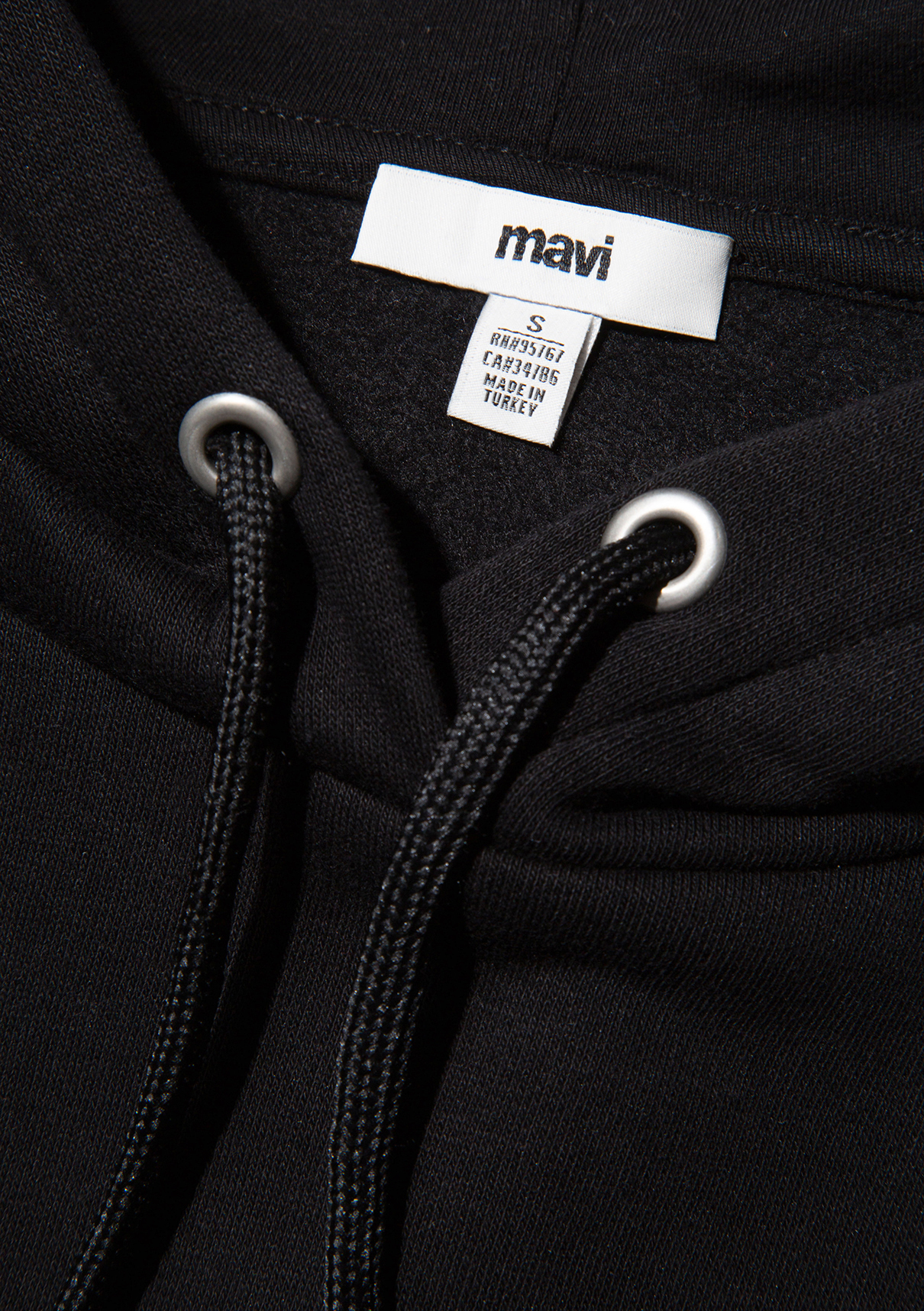 Mavi Logo Baskılı Kapüşonlu Siyah Sweatshirt görsel 8