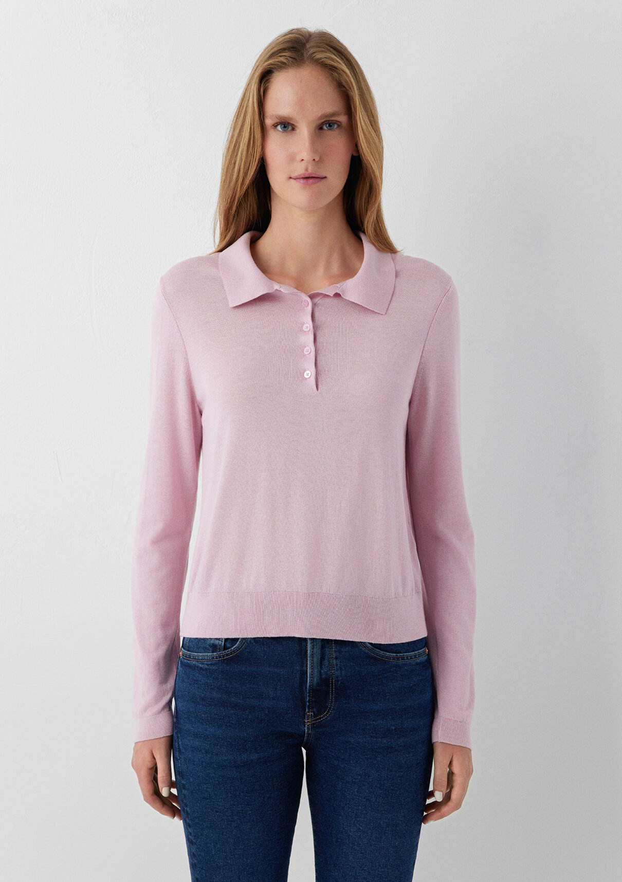 Mavi Pembe Polo Yaka Triko görsel 3