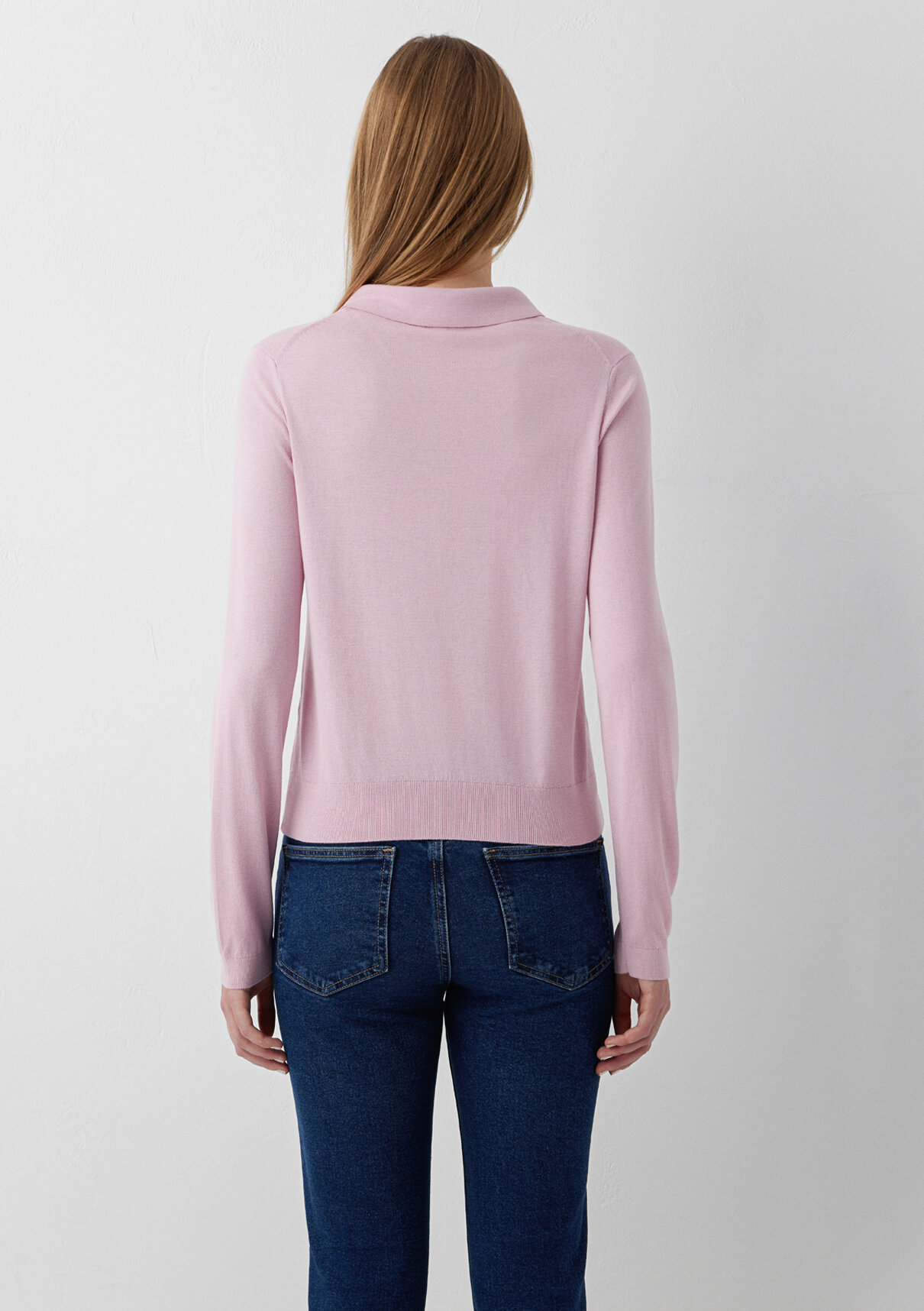 Mavi Pembe Polo Yaka Triko görsel 5