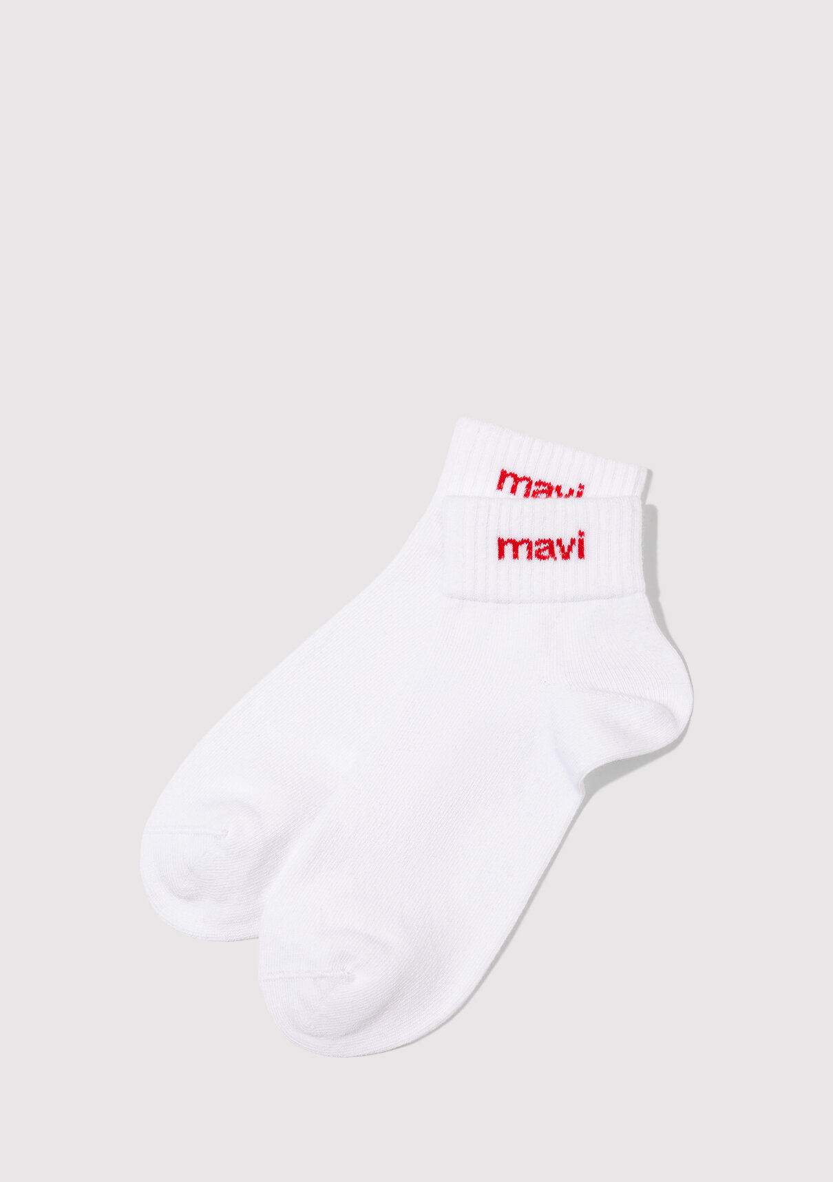 Mavi Logo Detaylı Beyaz Patik Çorap
