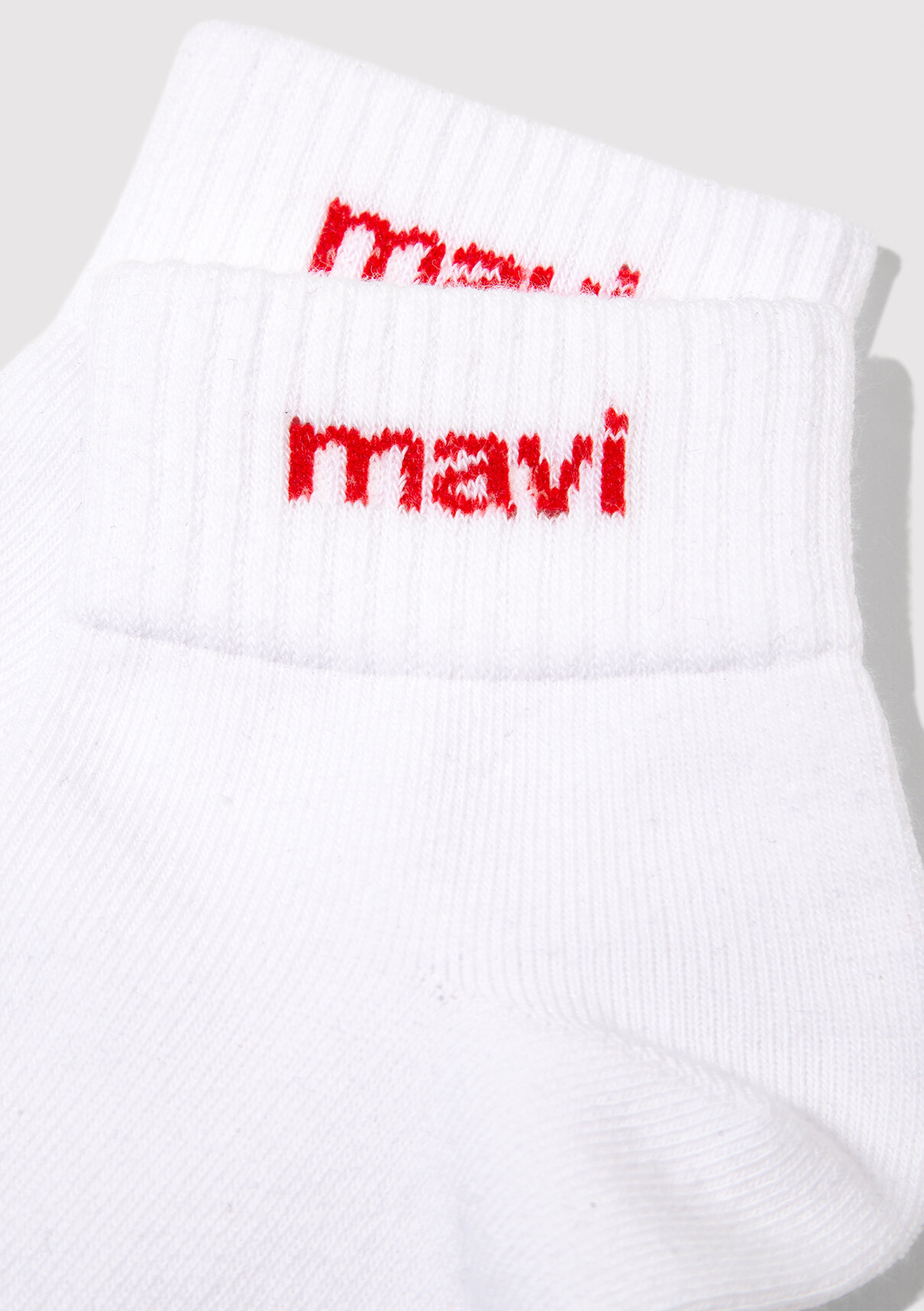 Mavi Logo Detaylı Beyaz Patik Çorap görsel 2