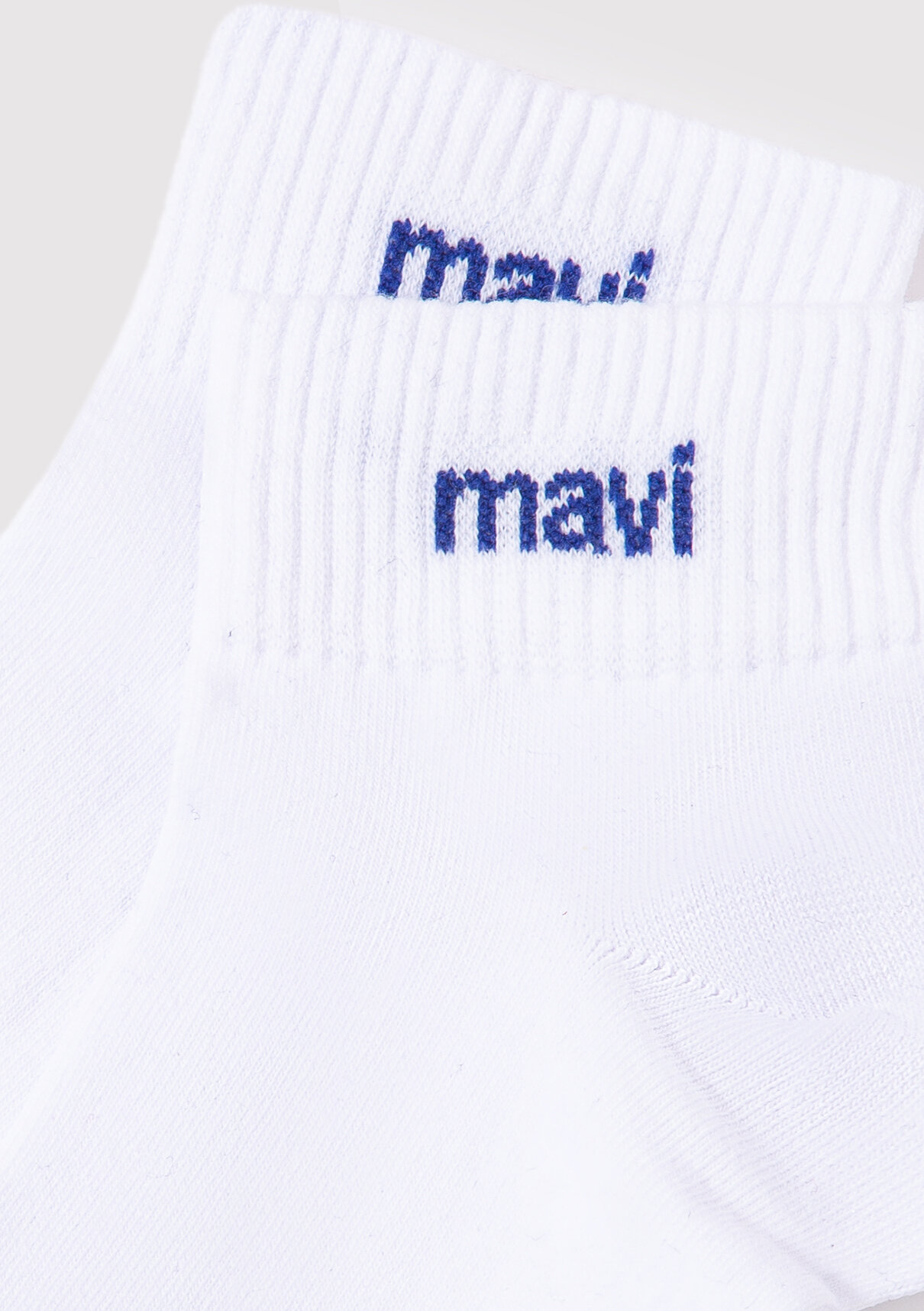Mavi Logo Detaylı Beyaz Patik Çorap görsel 2