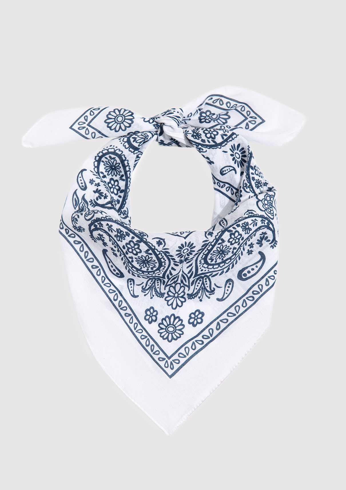 Mavi Baskılı Beyaz Bandana görsel 2