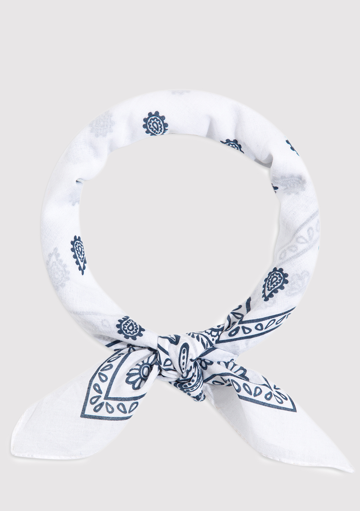 Mavi Baskılı Beyaz Bandana görsel 3