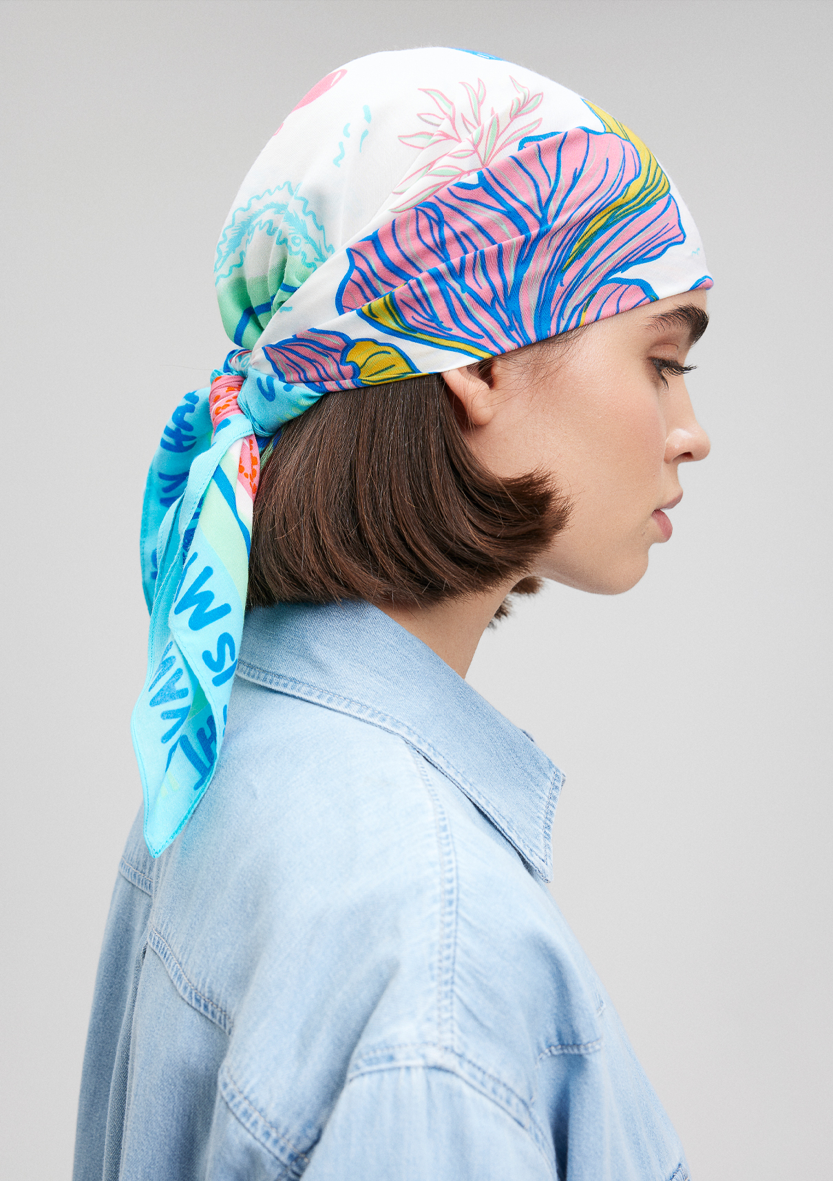Mavi Balık Baskılı Bandana