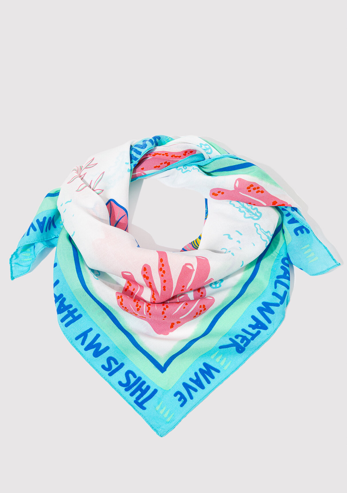 Mavi Balık Baskılı Bandana görsel 2