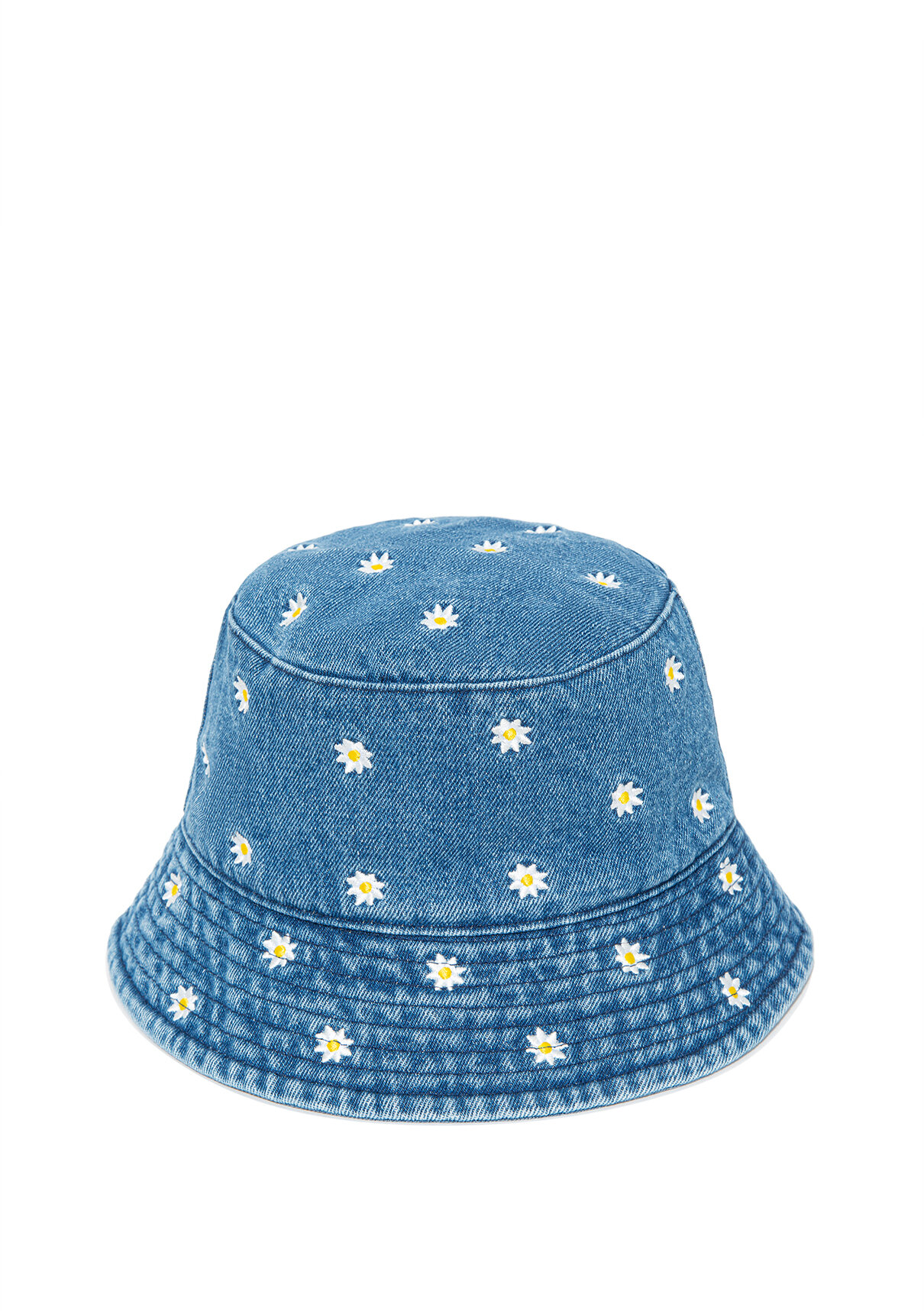 Mavi Papatya Nakışlı Denim Bucket Şapka görsel 2