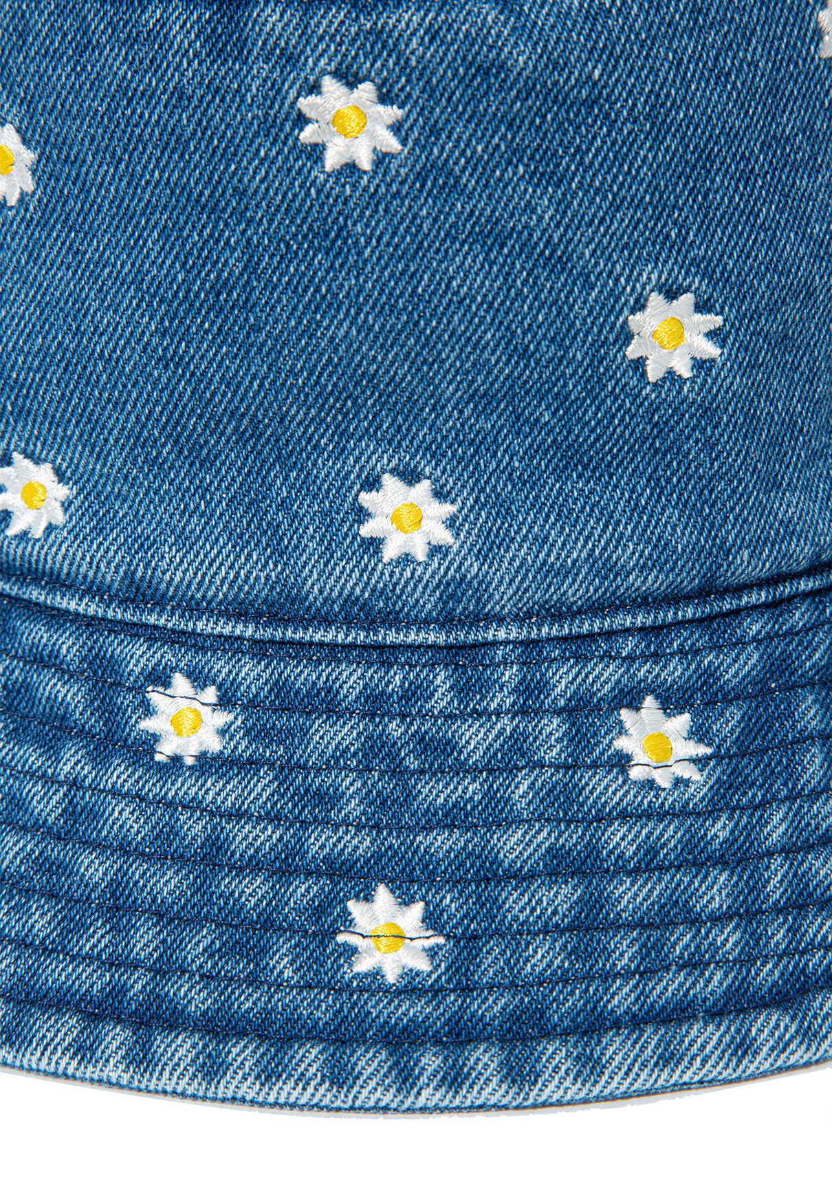 Mavi Papatya Nakışlı Denim Bucket Şapka görsel 3