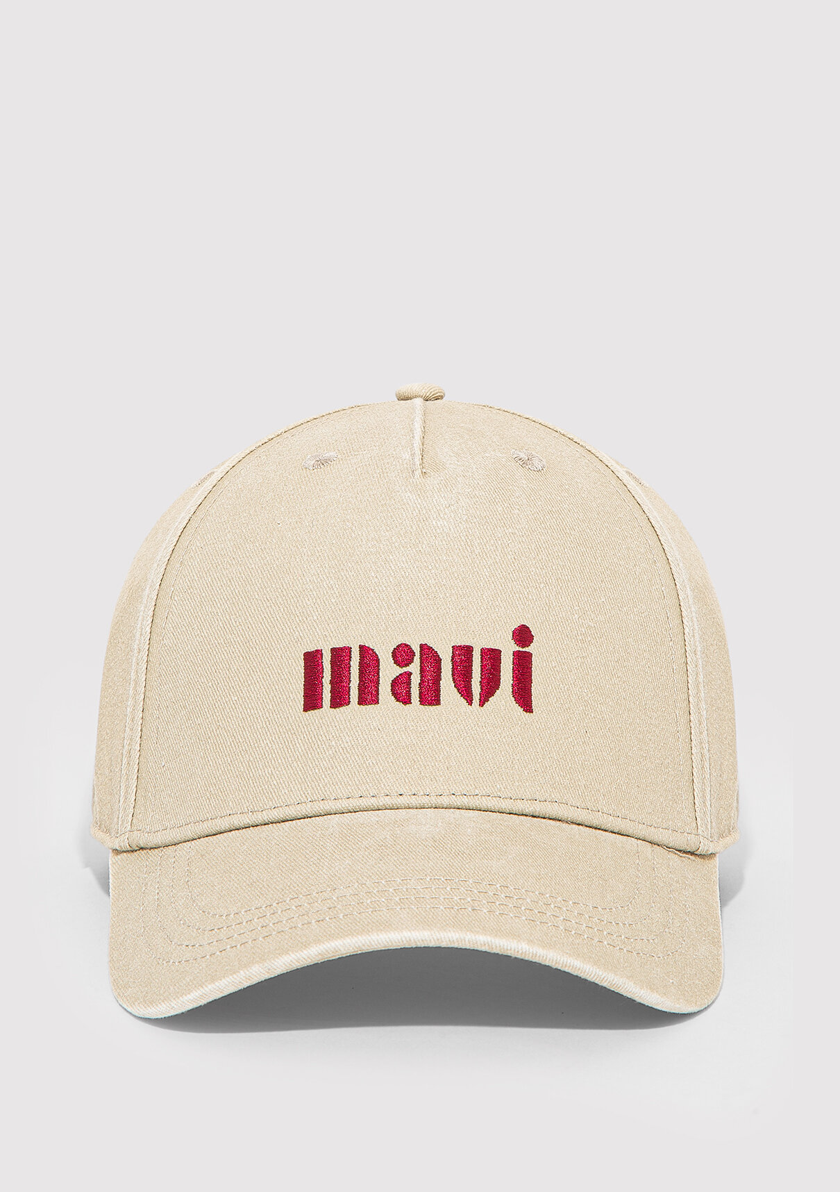 Mavi Logo Detaylı Bej Şapka görsel 3