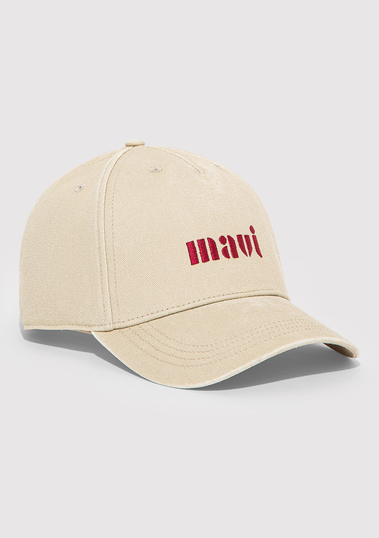 Mavi Logo Detaylı Bej Şapka görsel 4