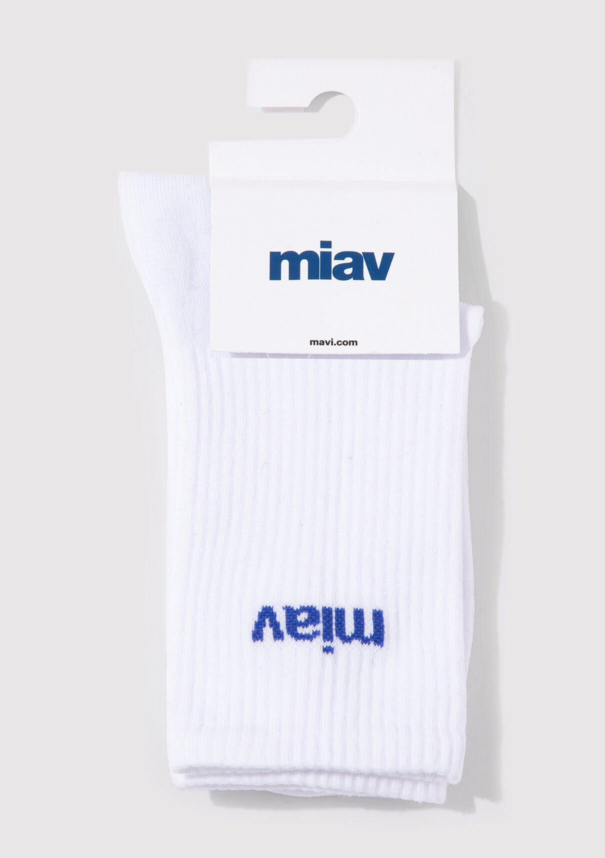 Mavi Miav Baskılı Beyaz Soket Çorap görsel 2