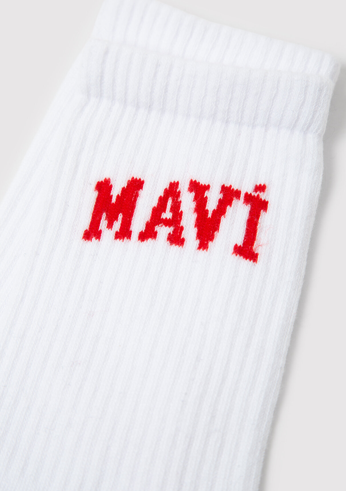 Mavi Logo Detaylı Beyaz Soket Çorap görsel 2