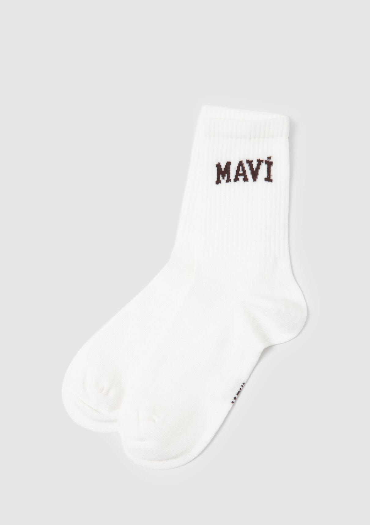 Mavi Logo Detaylı Beyaz Soket Çorap