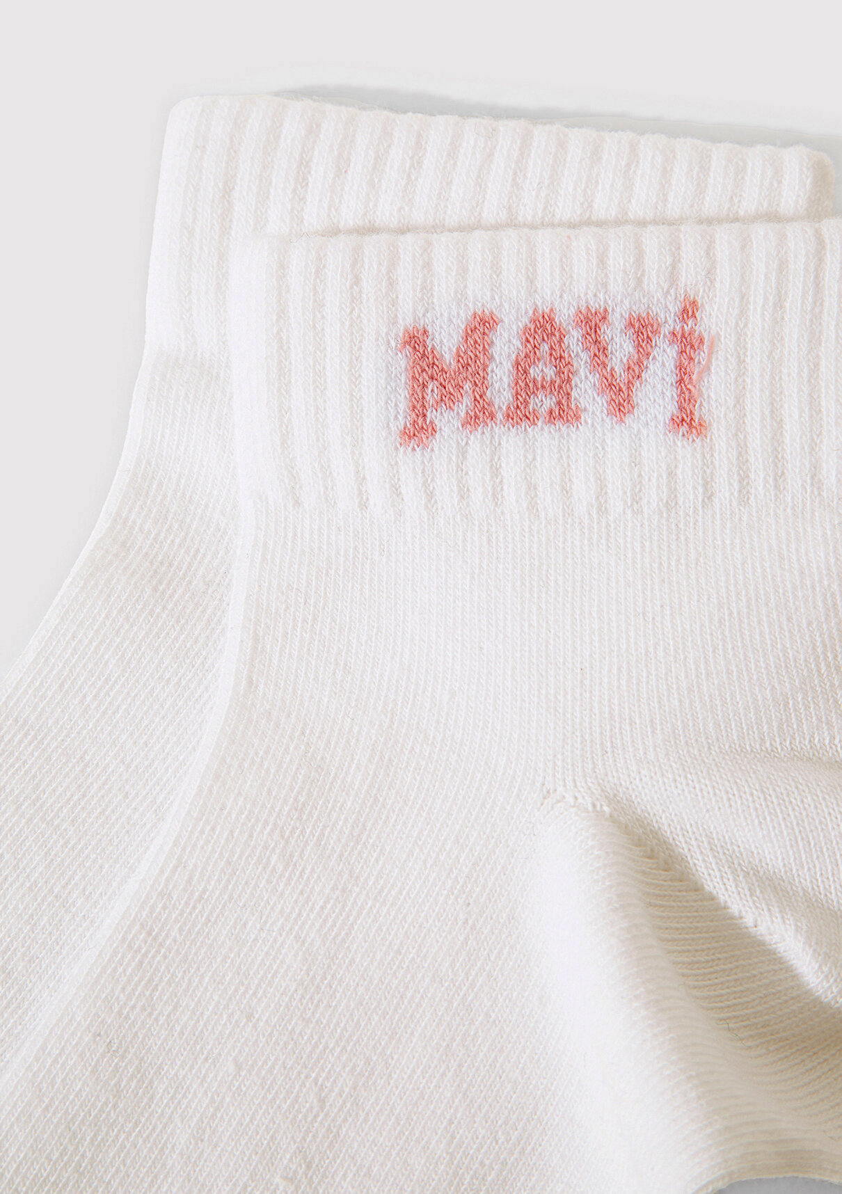 Mavi Logo Detaylı Ekru Patik Çorap görsel 2