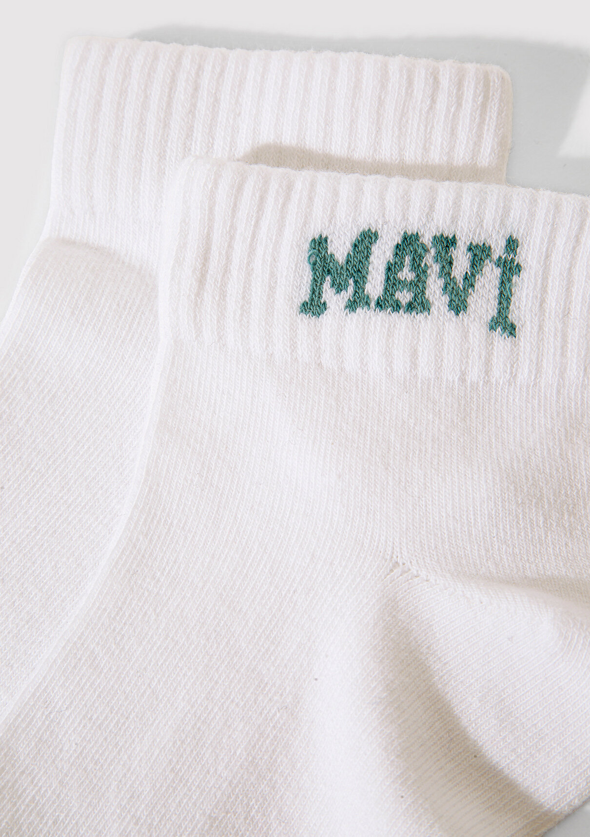 Mavi Logo Detaylı Ekru Patik Çorap görsel 2