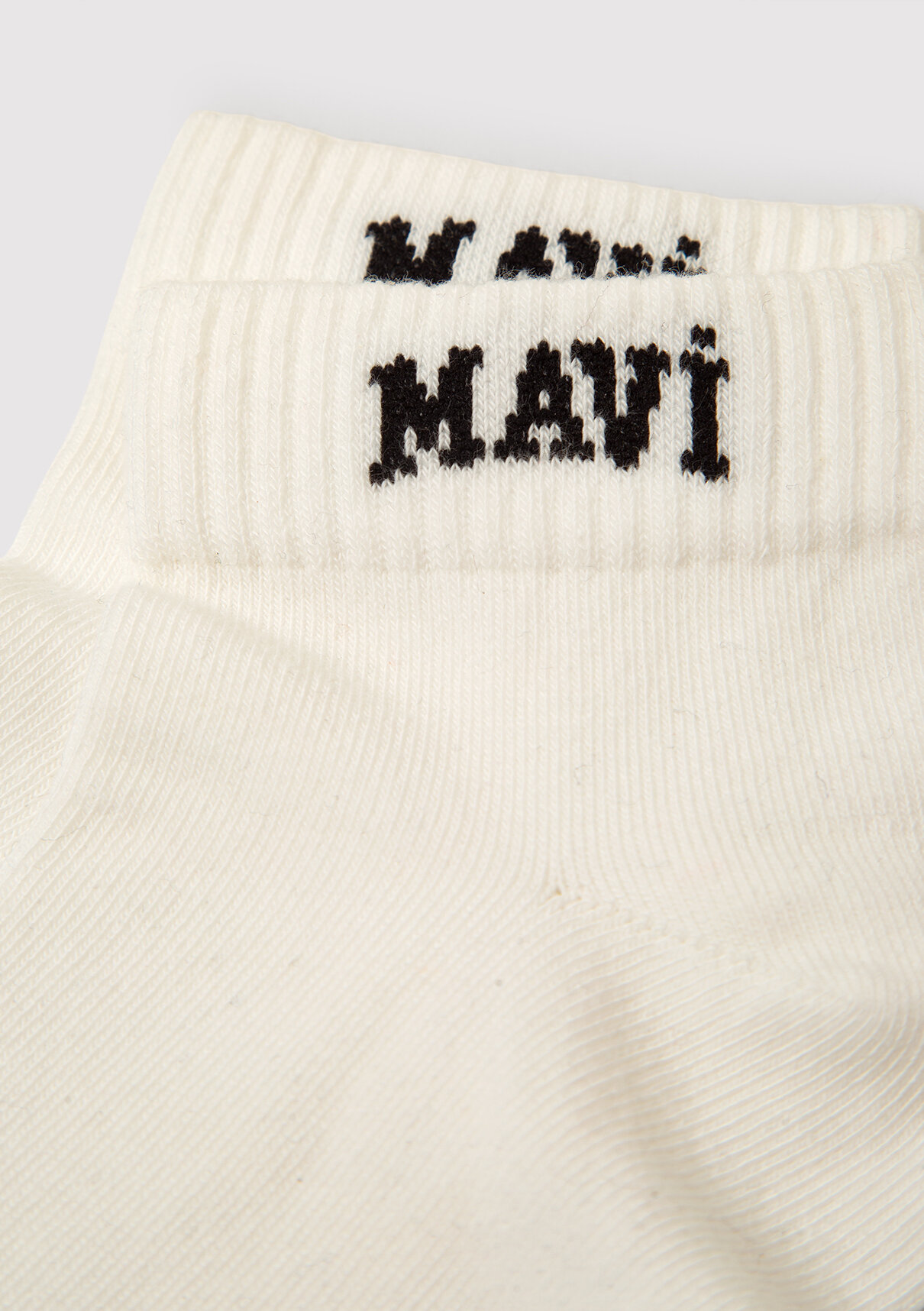 Mavi Logo Detaylı Ekru Patik Çorap görsel 2