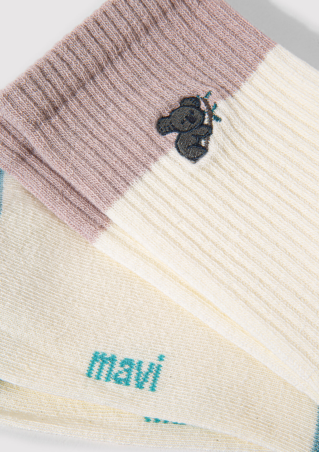 Mavi Koala Detaylı Ekru Soket Çorap görsel 2