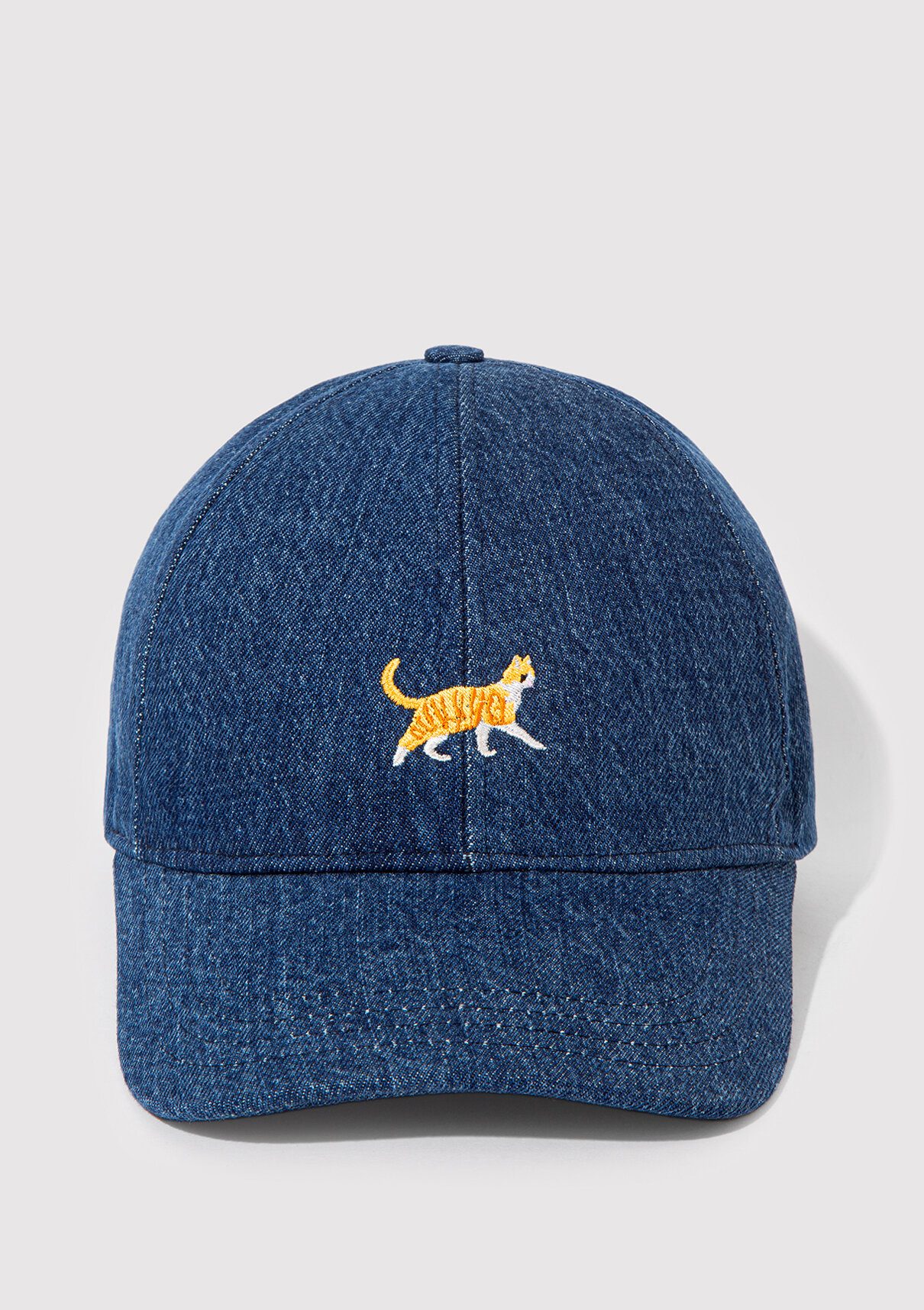Mavi Kedi Nakışlı Denim Şapka görsel 3