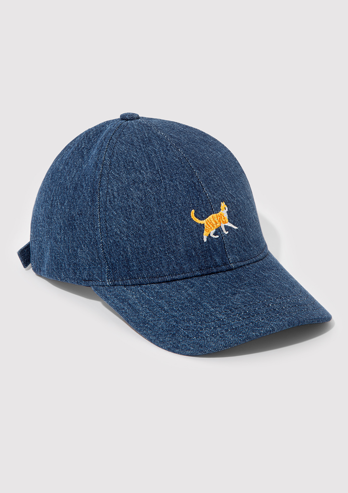 Mavi Kedi Nakışlı Denim Şapka görsel 4