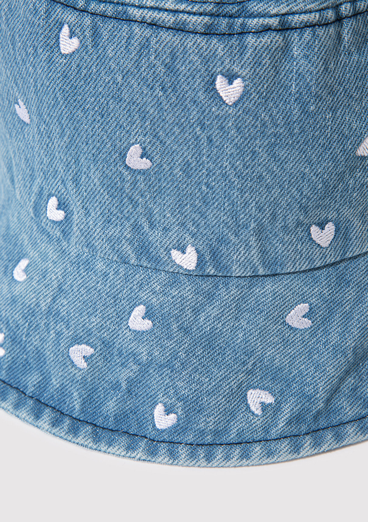 Mavi Kalp Nakışlı Denim Bucket Şapka görsel 4