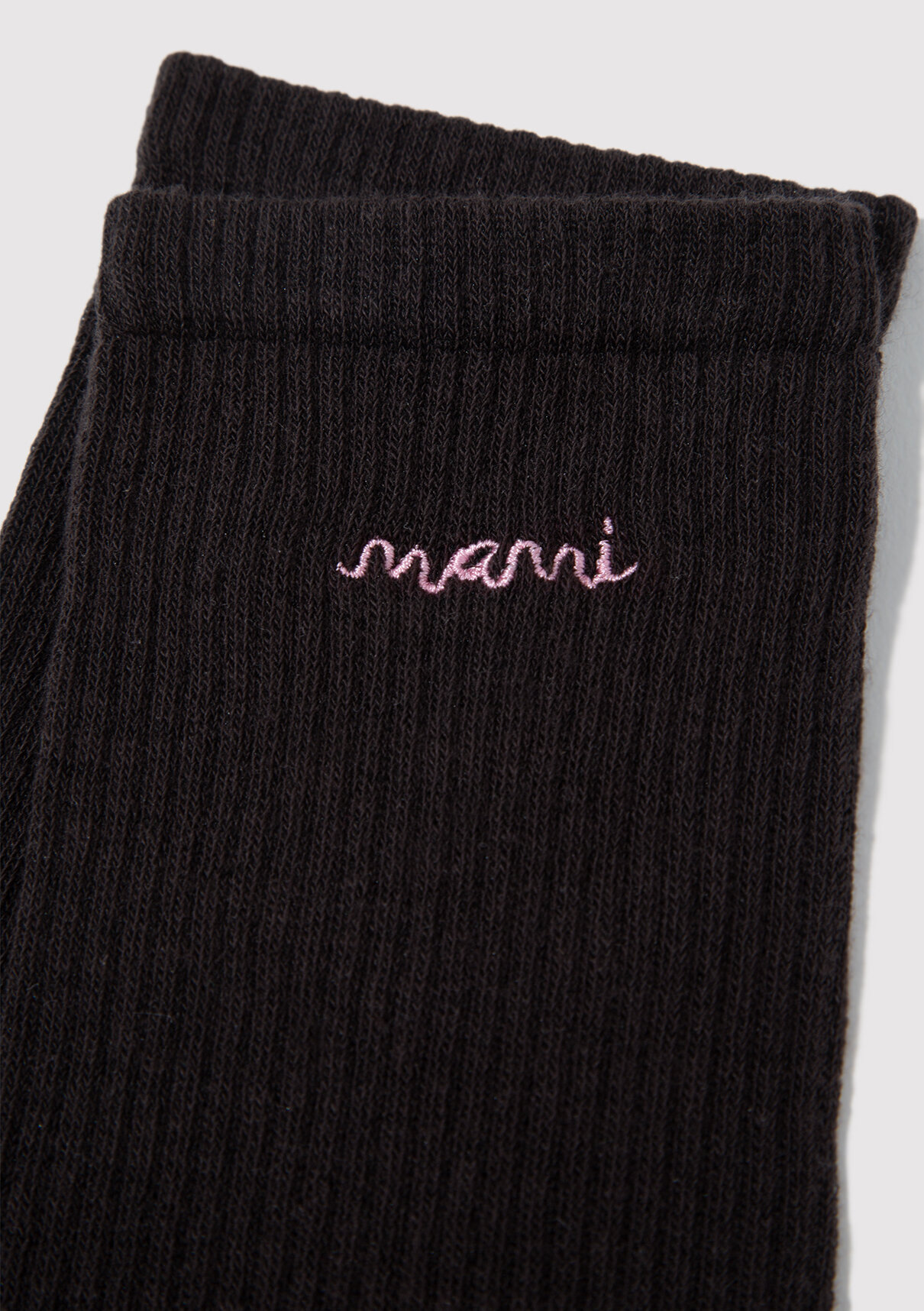 Mavi Logo Nakışlı Siyah Soket Çorap görsel 2