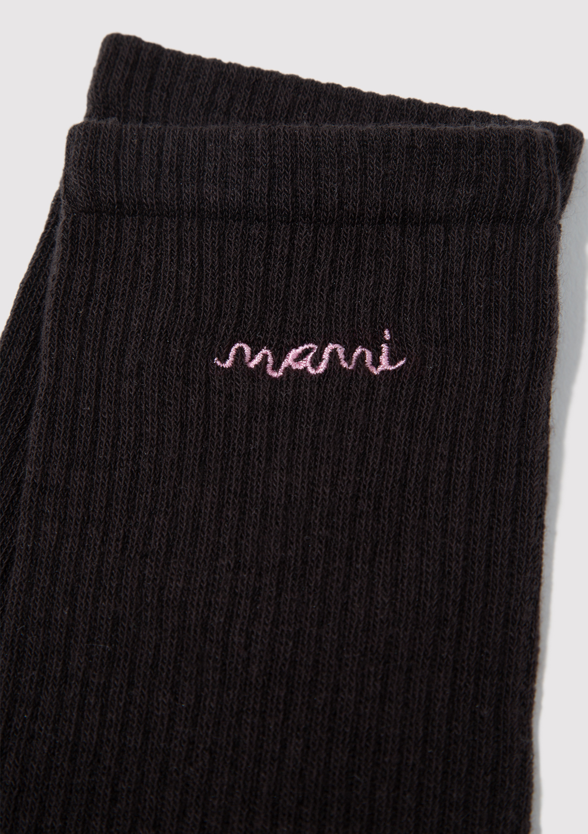 Mavi Logo Nakışlı Siyah Soket Çorap görsel 2