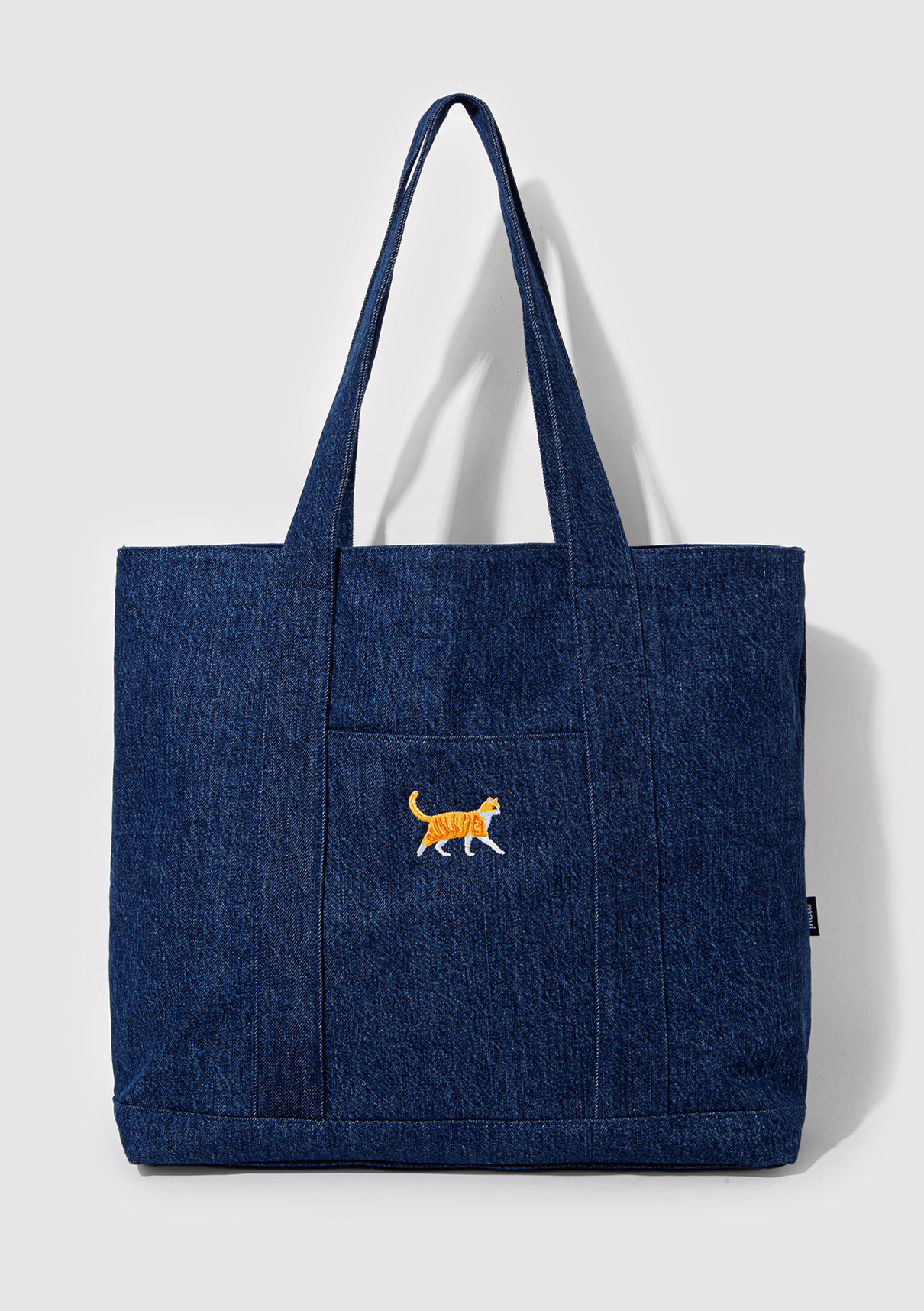 Mavi Kedi Nakışlı Denim Omuz Çantası görsel 2