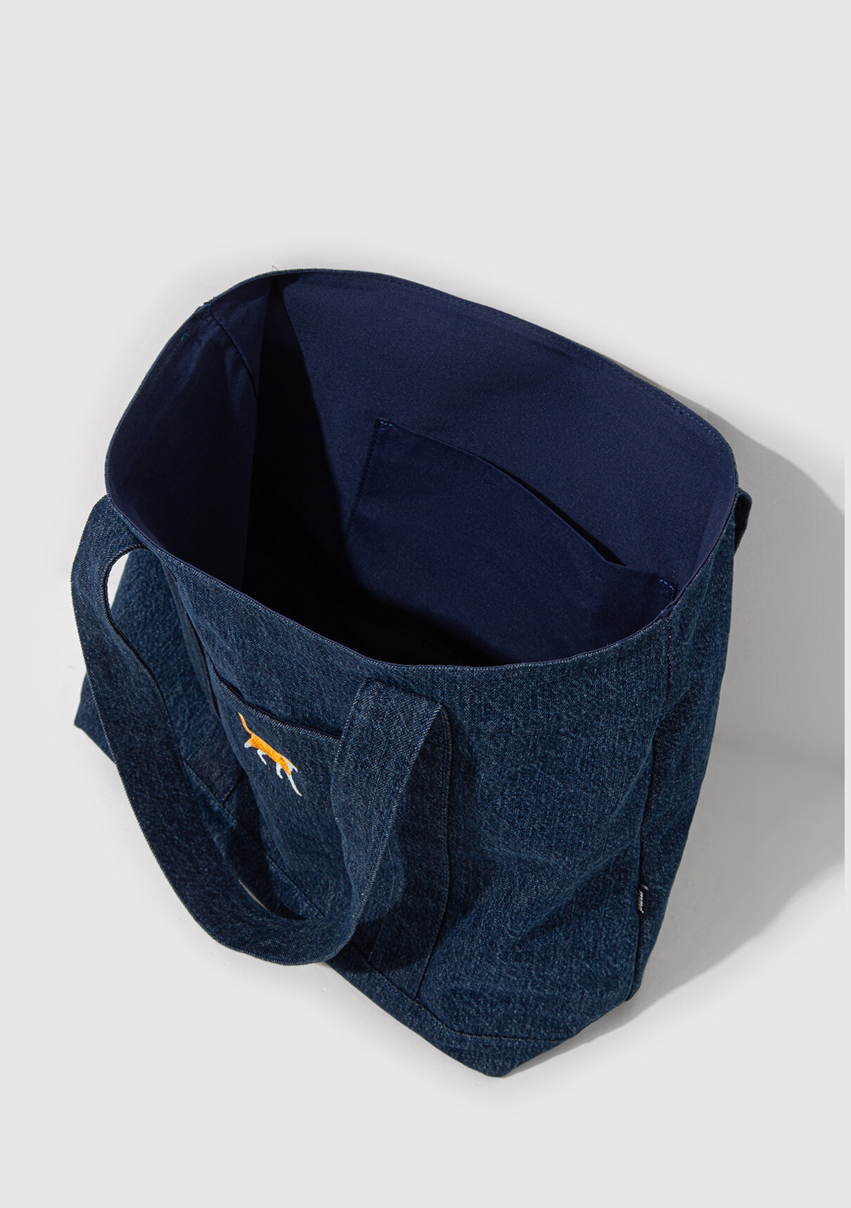 Mavi Kedi Nakışlı Denim Omuz Çantası görsel 5