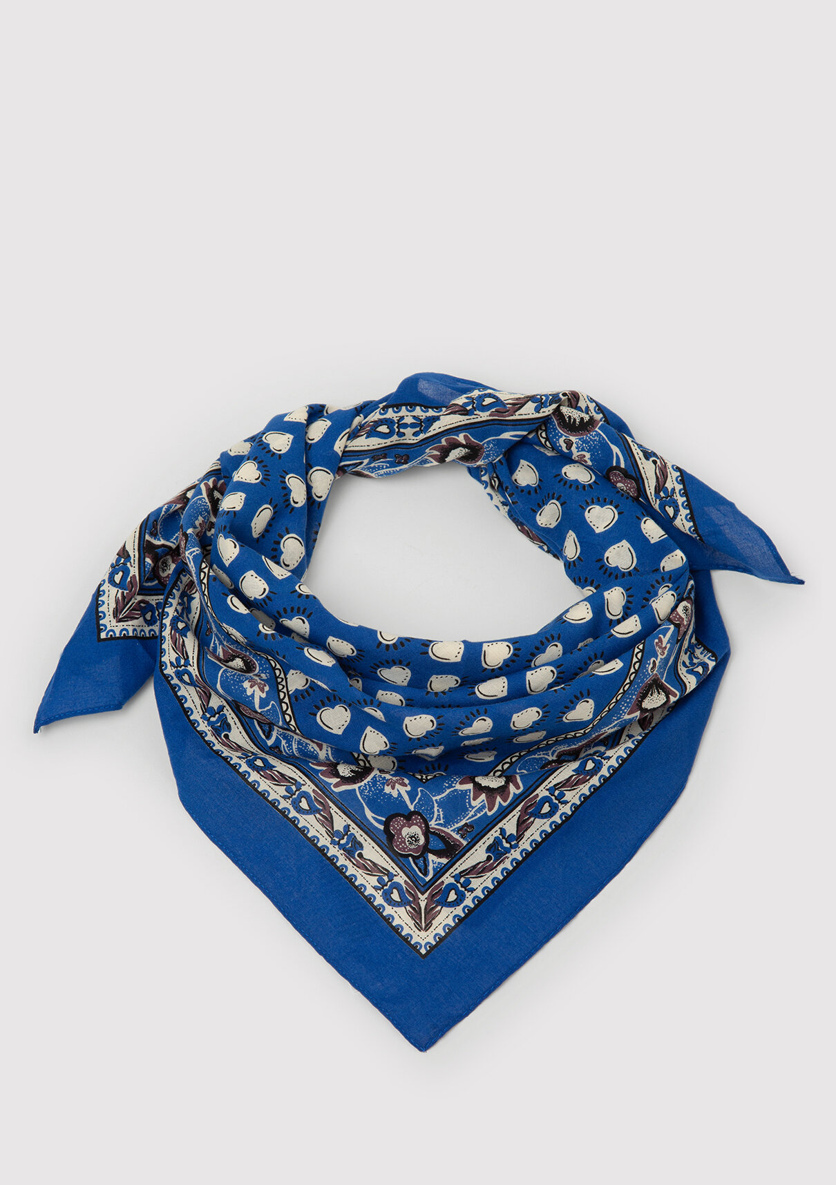 Mavi Kalp Baskılı Mavi Bandana görsel 2
