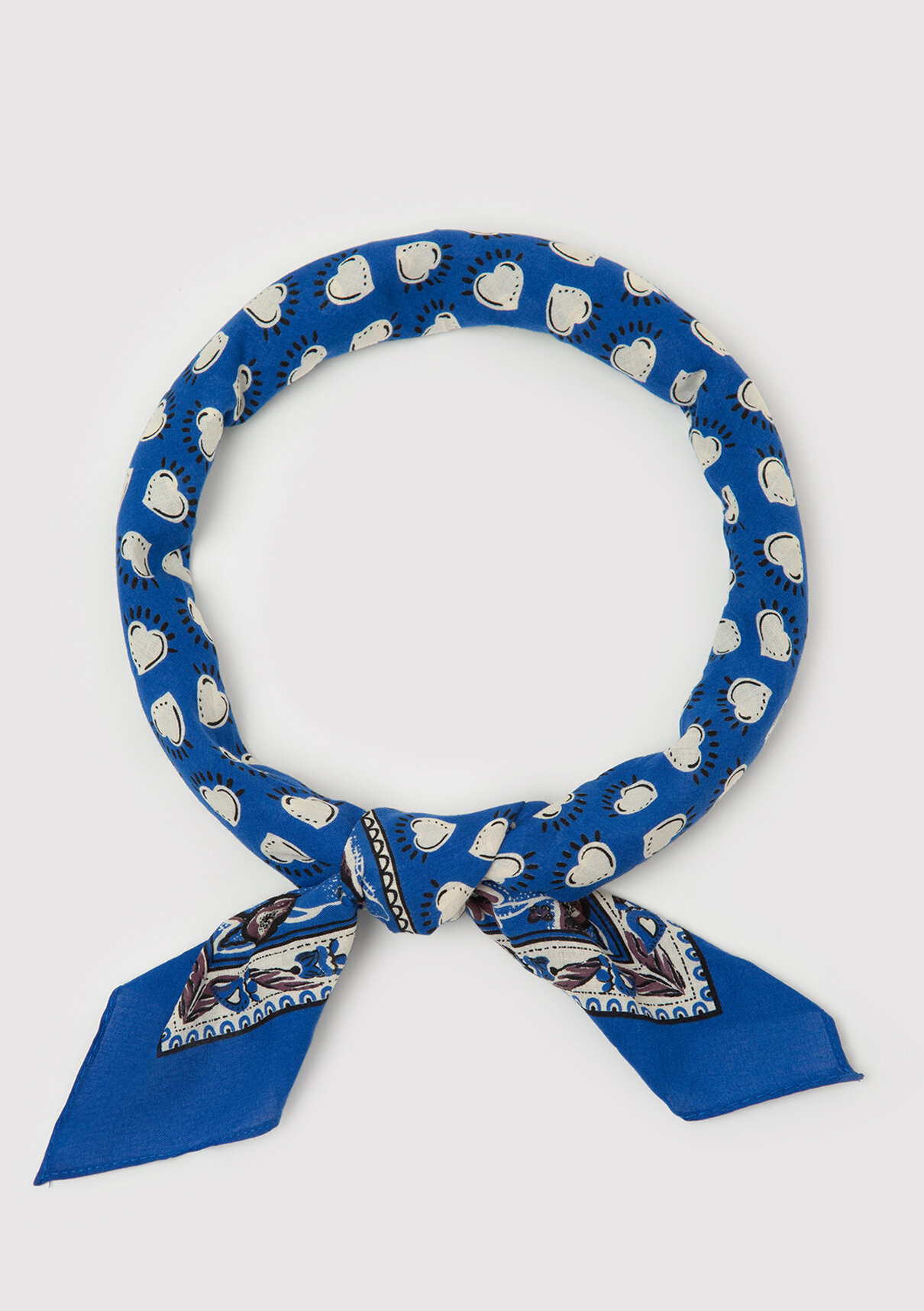 Mavi Kalp Baskılı Mavi Bandana görsel 3