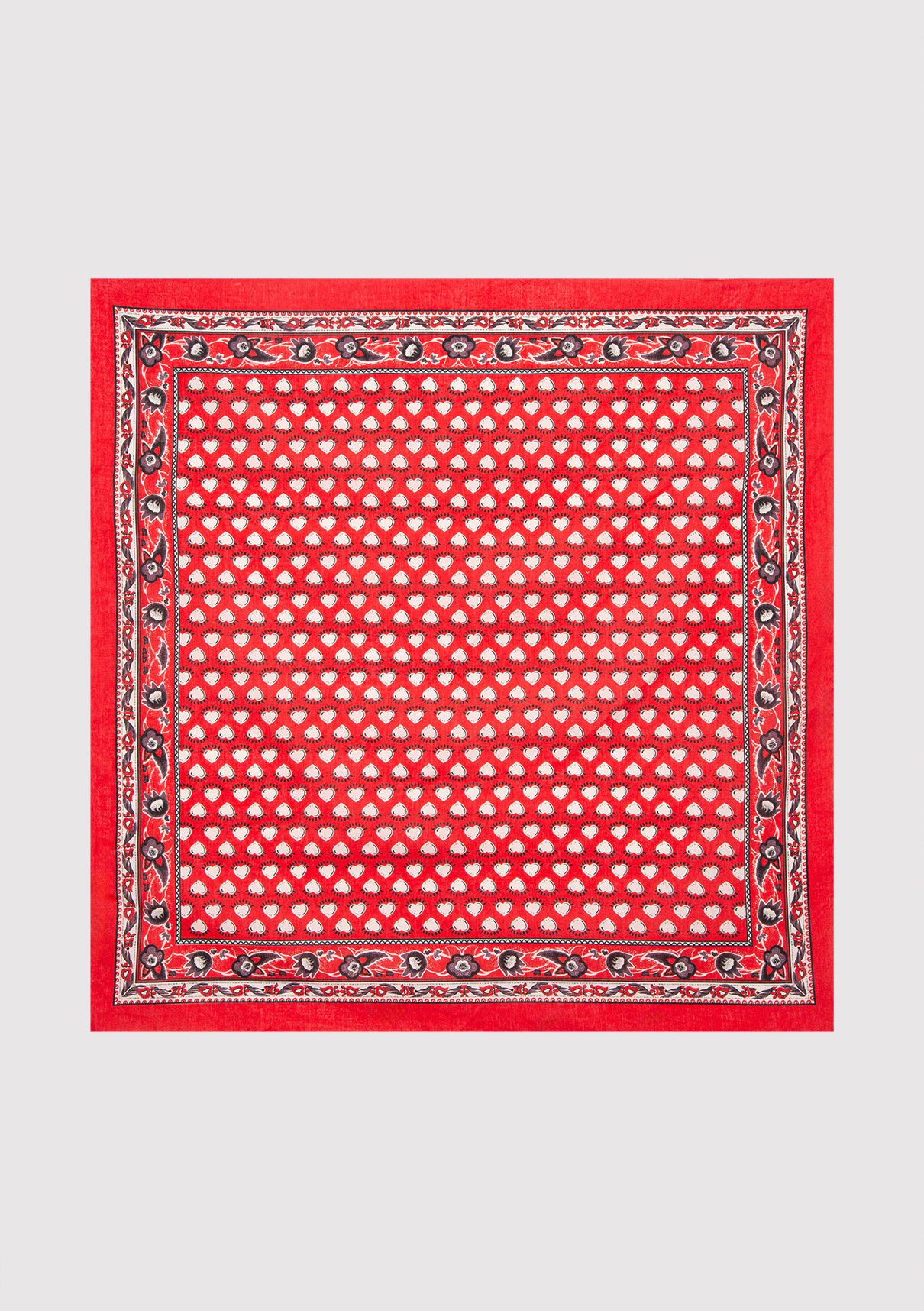 Mavi Kalp Baskılı Kırmızı Bandana görsel 4