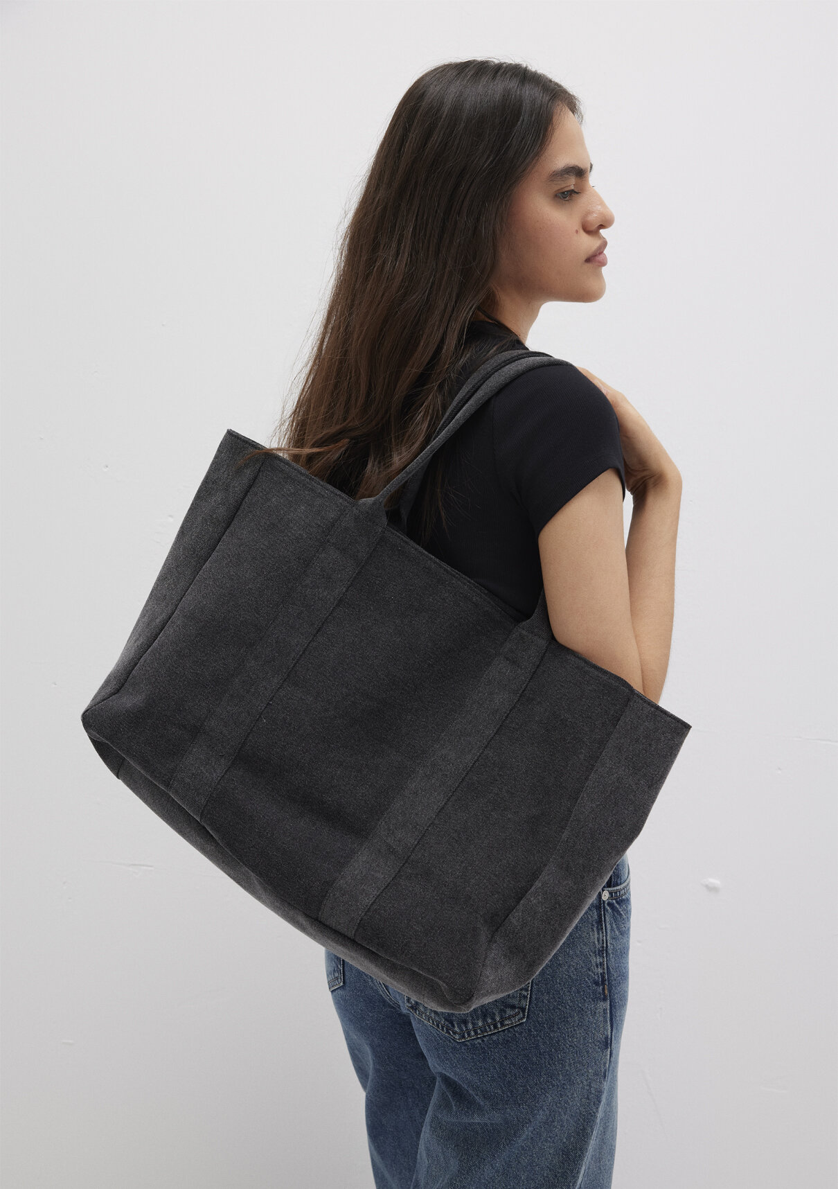 Mavi Antrasit Denim Omuz Çantası görsel 2