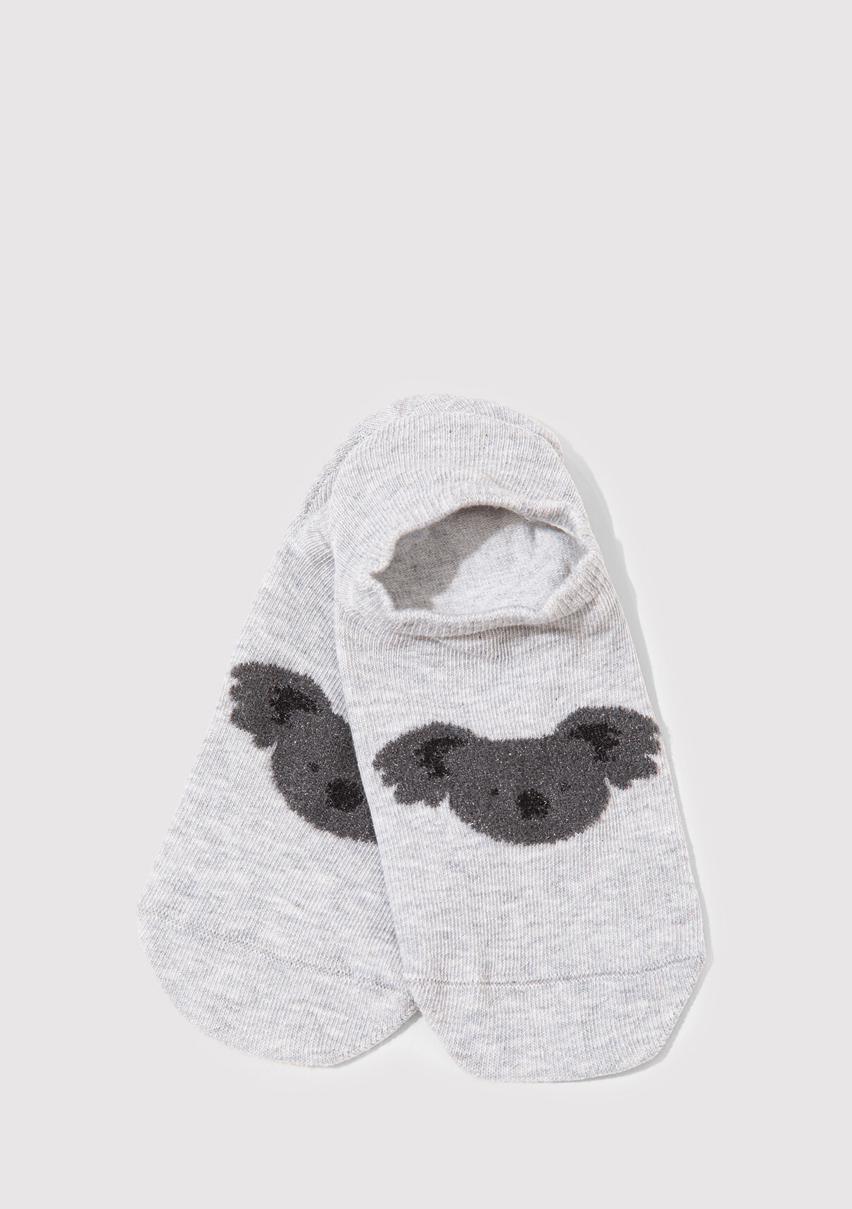 Mavi Koala Detaylı Gri Babet Çorap
