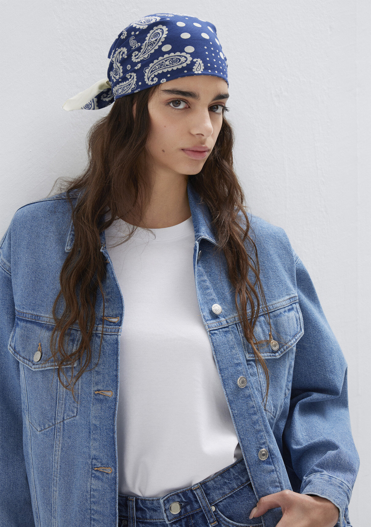 Mavi Baskılı Lacivert Bandana