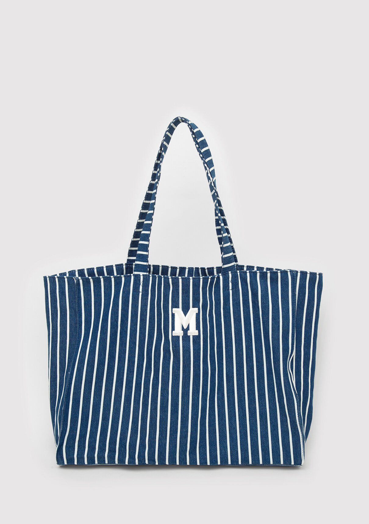 Mavi M Logo İşlemeli Denim Omuz Çantası görsel 2