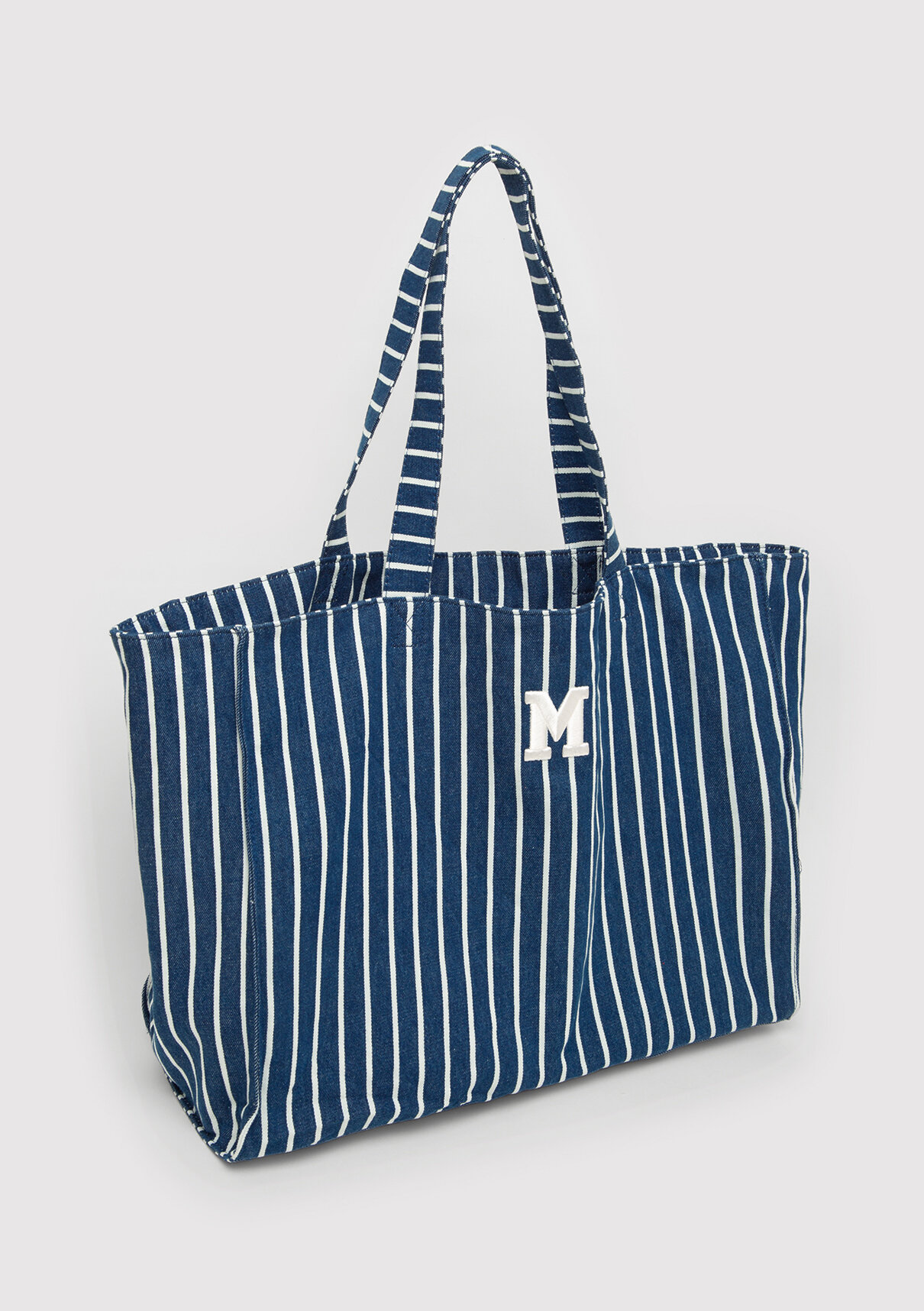 Mavi M Logo İşlemeli Denim Omuz Çantası görsel 3