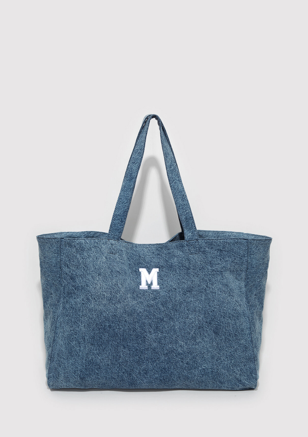 Mavi M Logo İşlemeli Denim Omuz Çantası görsel 3