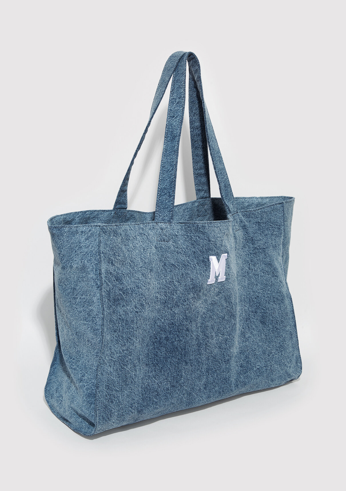 Mavi M Logo İşlemeli Denim Omuz Çantası görsel 4